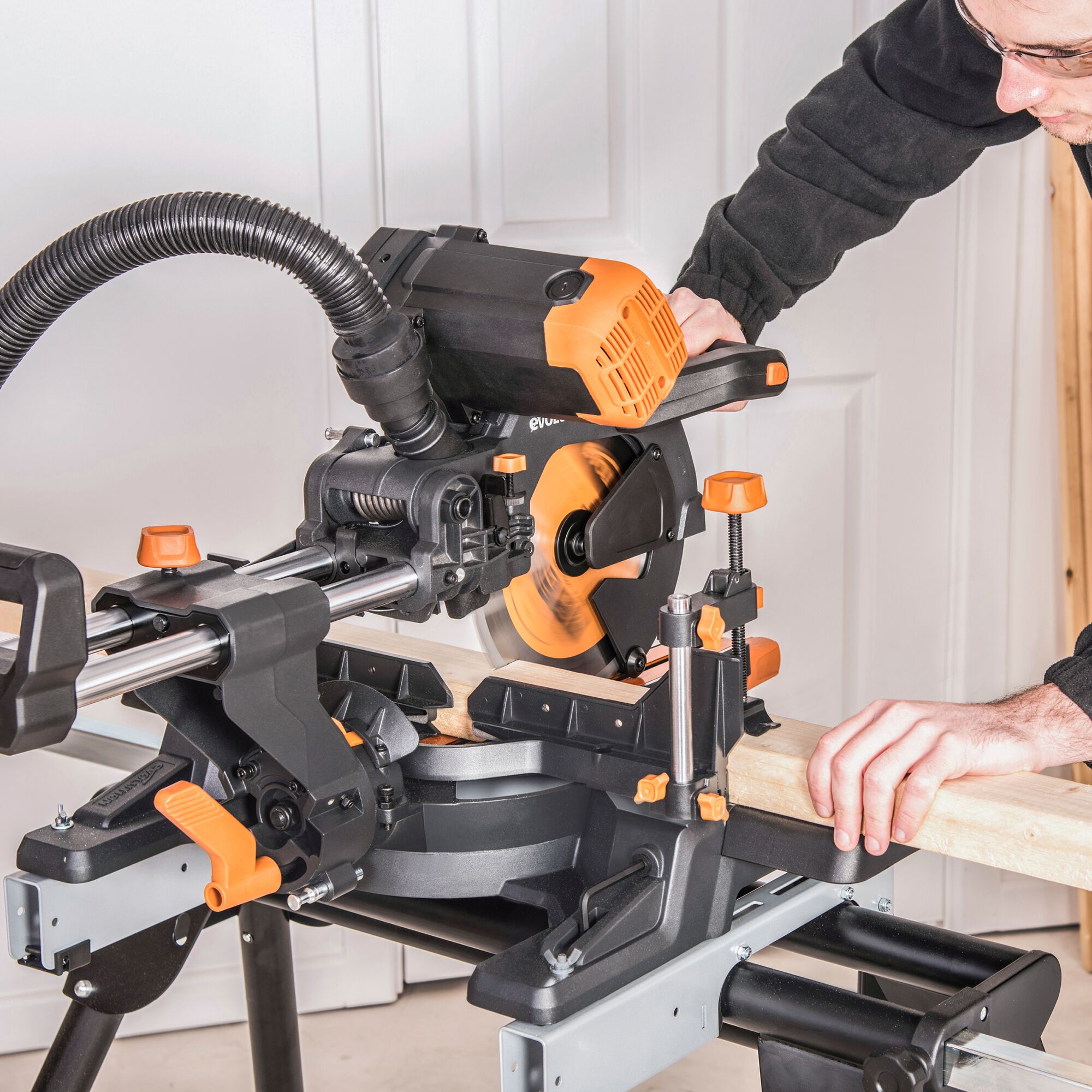 Evolution R255SMSDB+ 10-in 15-Amp Dual Bevel Sliding Compound Corded Miter  Saw in the Miter Saws department at