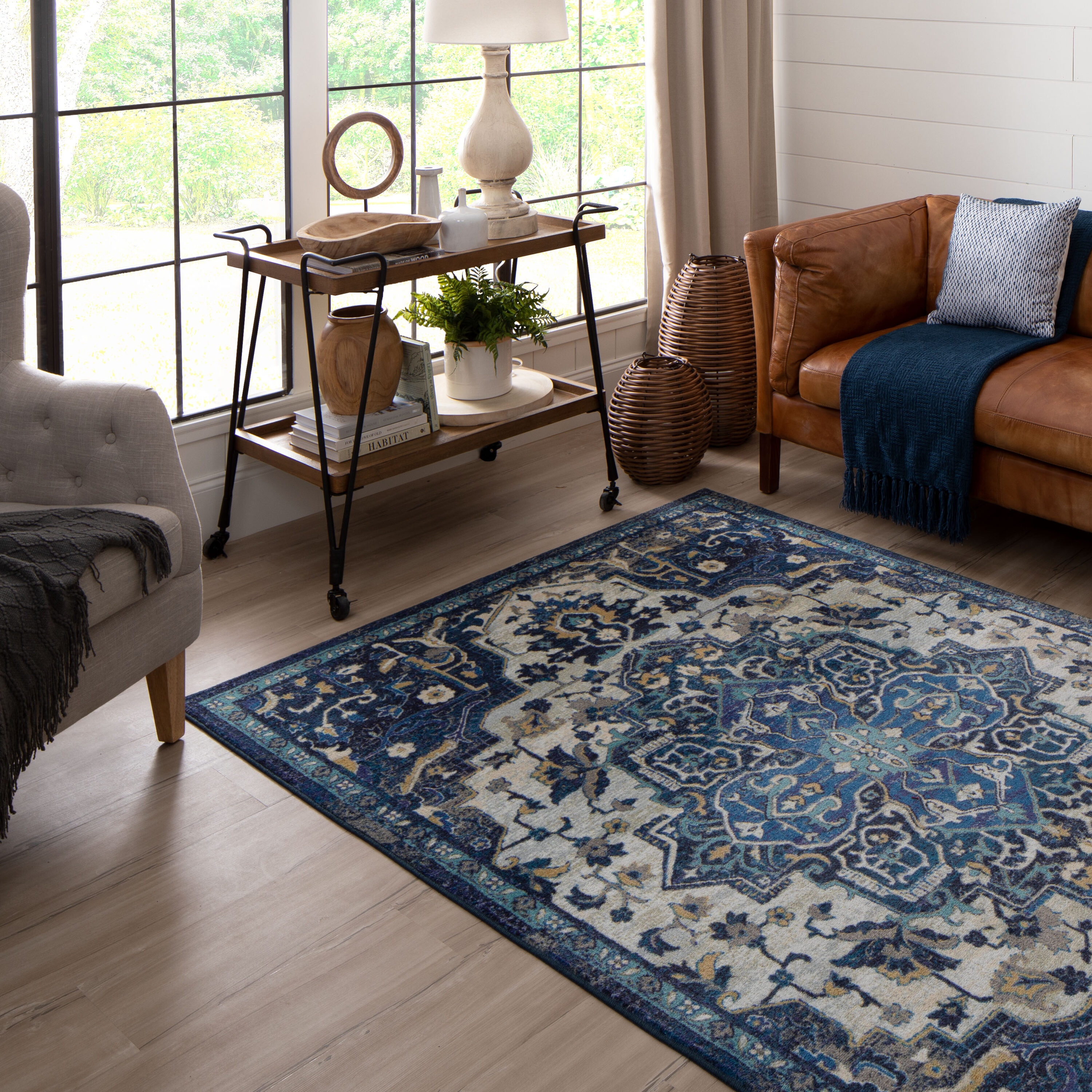 Mohawk Home Prismatic 10 x 14 Denim Indoor Medallion Area Rug in