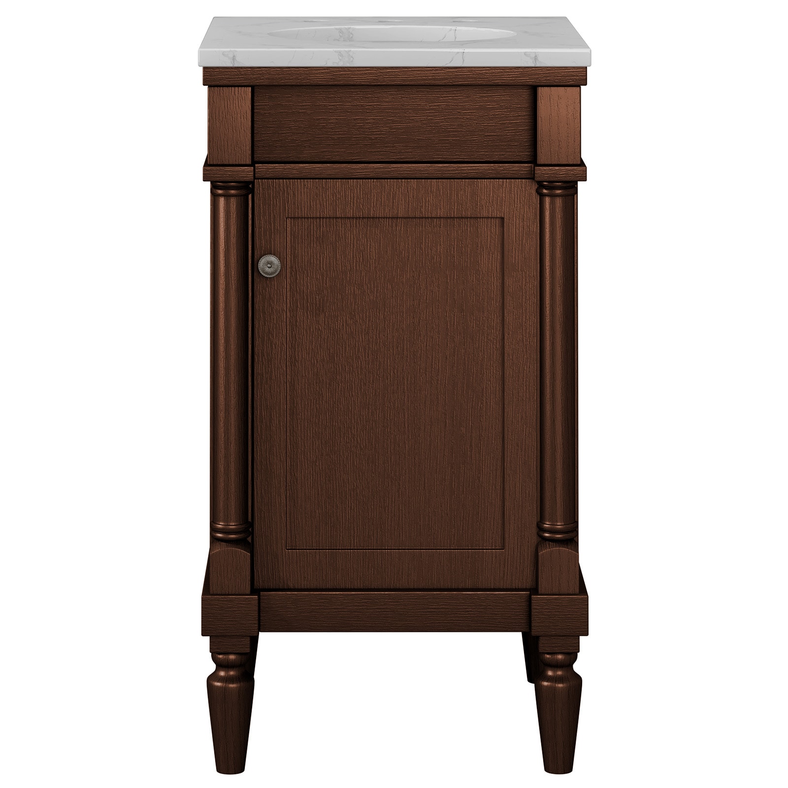 JEAREY 19 in Brown Bathroom Vanity with Single Ceramic Sink Freestanding Storage Cabinet with 1 Door No Mirror Faucet