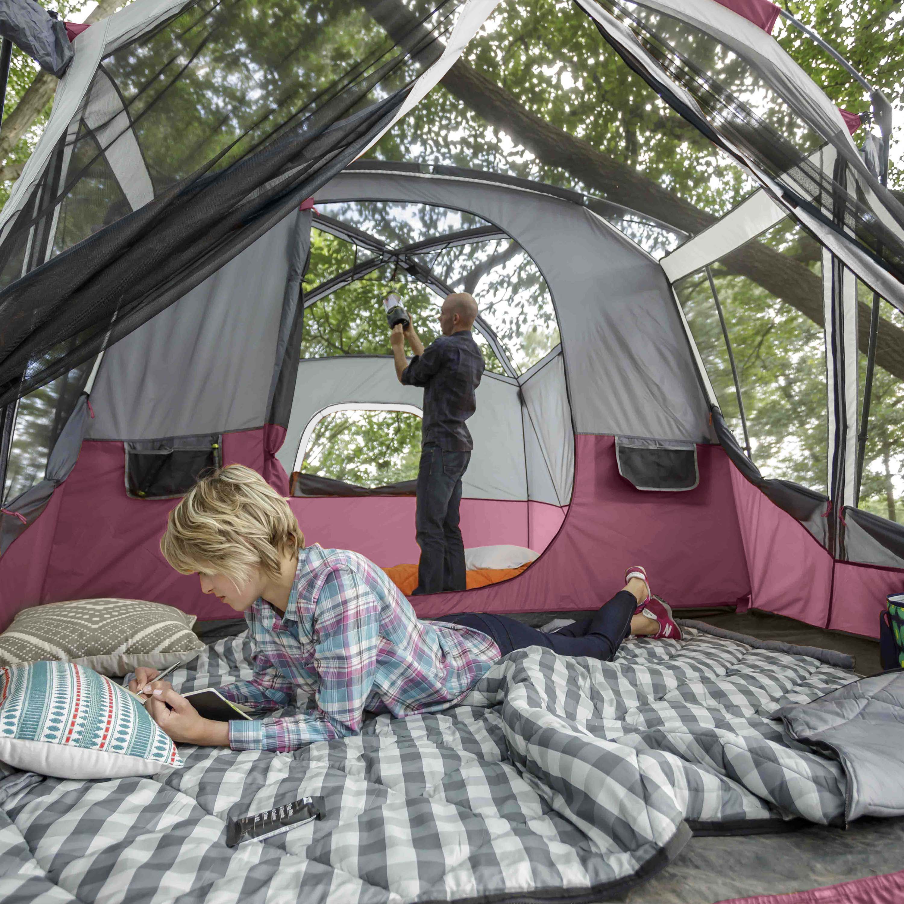 Core Blue 10-Person Pop-Up Tent with LED Lights, Instant Setup