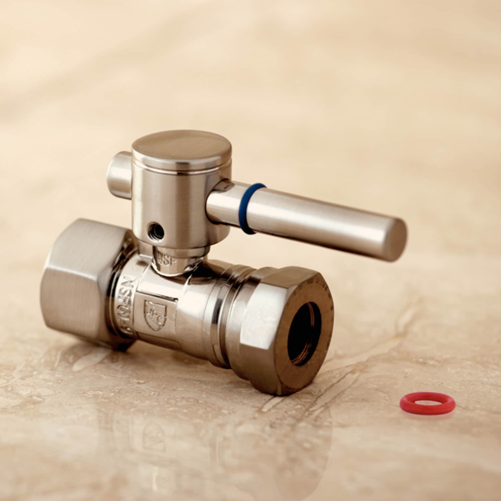 Elements of Design ECC44158DL 1/2-in FIP x 1/2-in OD Slip-joint Brass Quarter turn Stop Straight valve