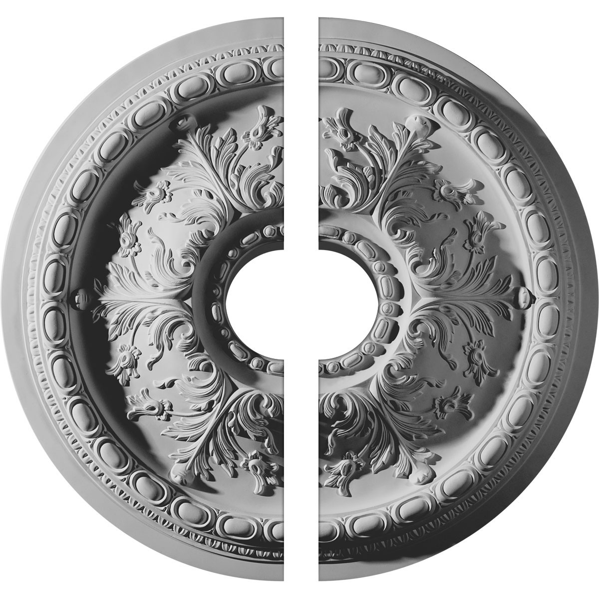 Ekena Millwork CM28ST2-06000 Stockport 28-Inches W x 28-Inches L Traditional White Urethane Split Ceiling Medallion