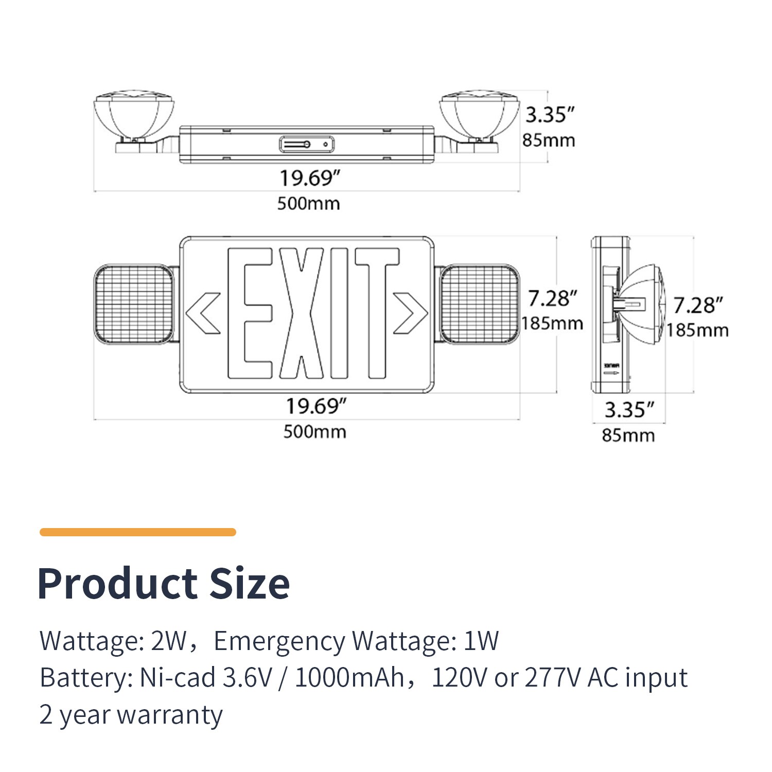 LED One LOC-EXIT-2WRLW-SCOM Emergency-Exit-Lighting - View #6