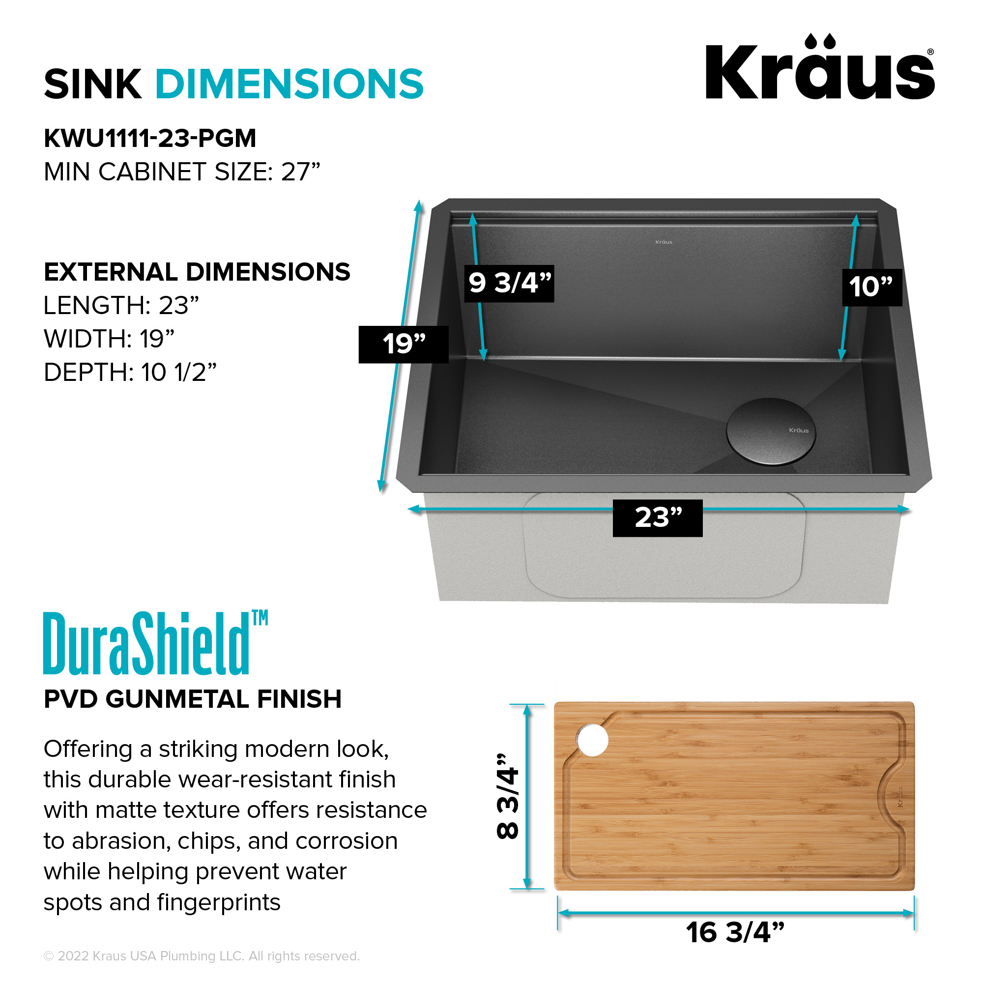 Kraus KWU1111-23-PGM Kitchen-Sinks - View #9