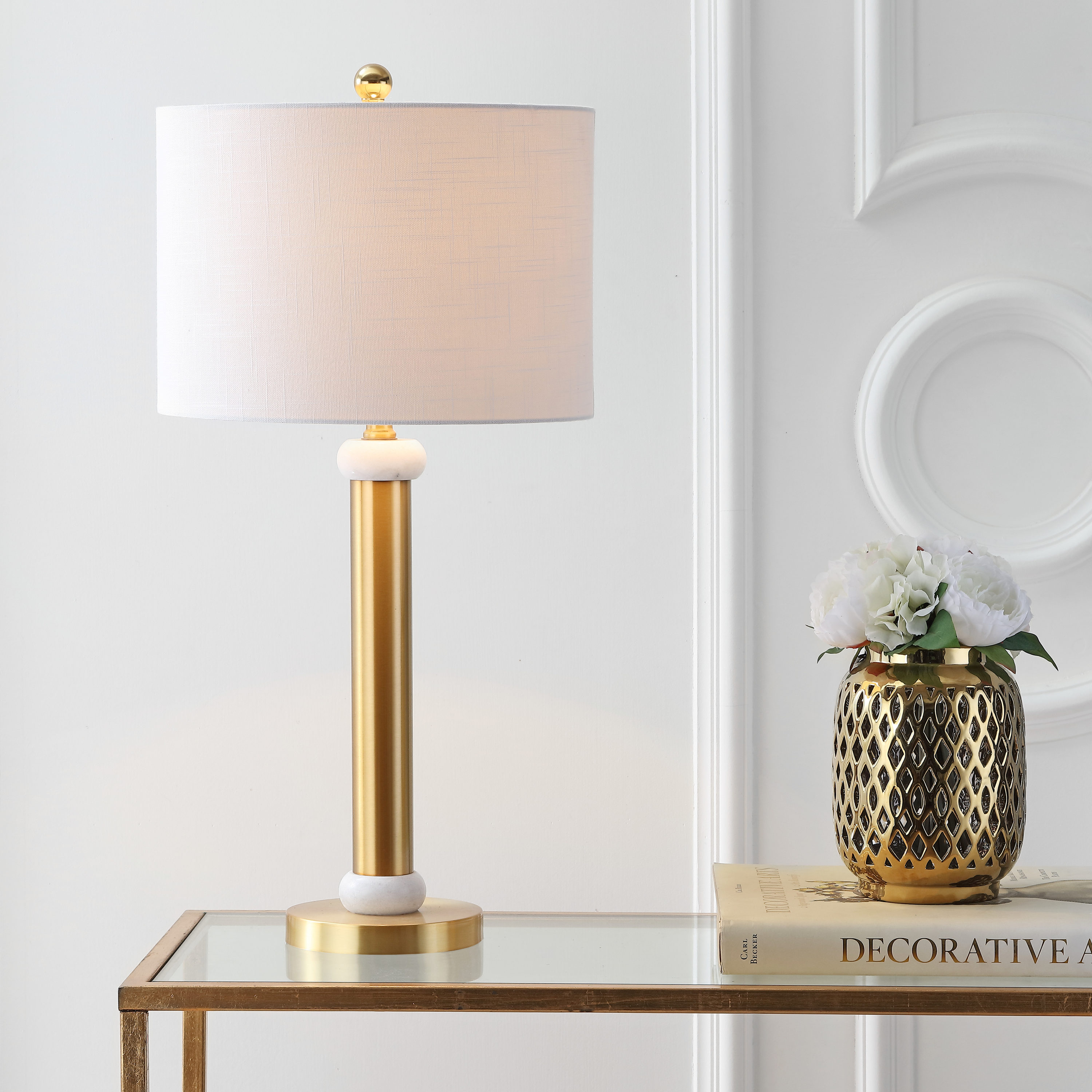 JONATHAN Y Gregory Contemporary/Transitional 27-in Brass Gold Led ...