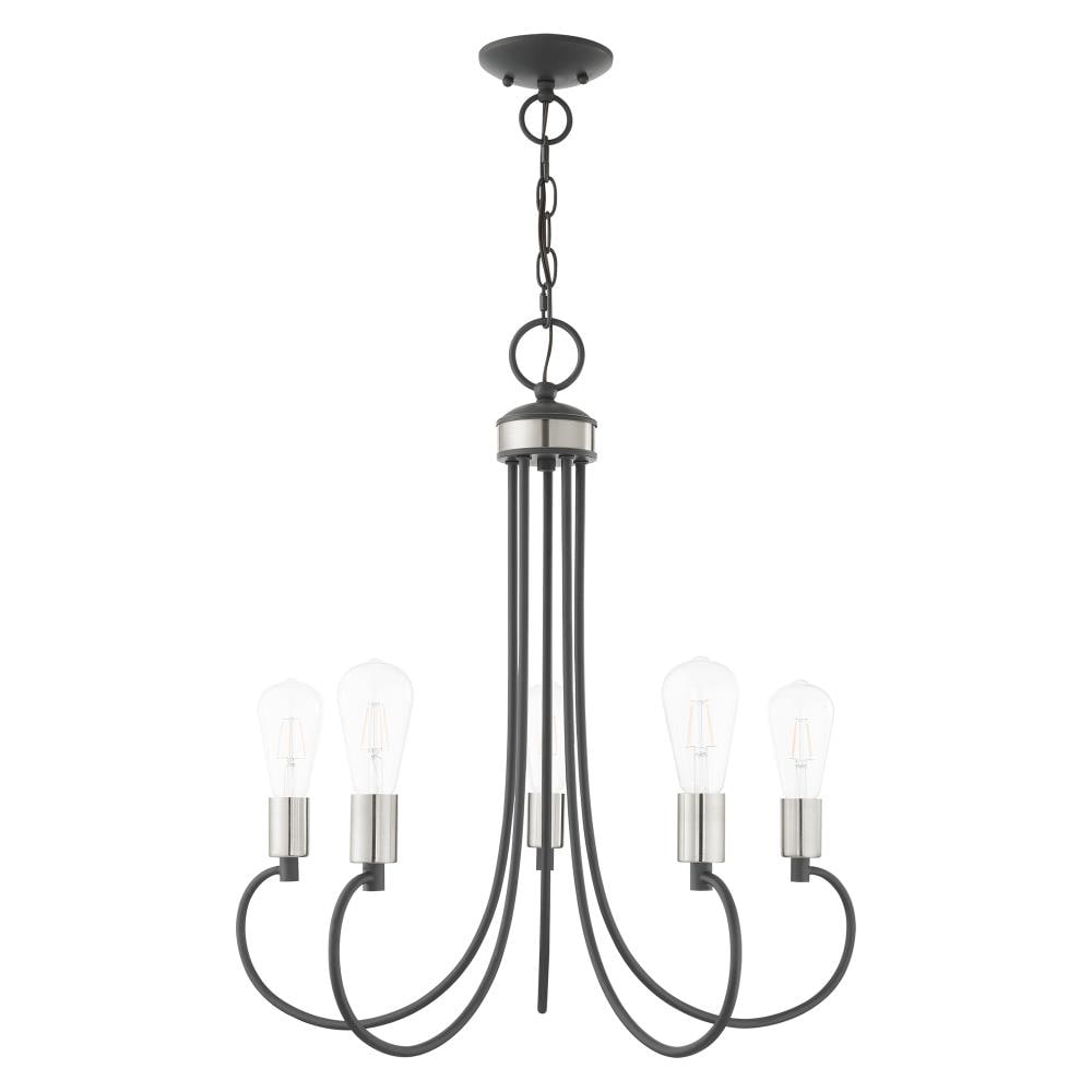 Mini Bari 5-Light Scandinavian Gray Crystal Candle Chandelier