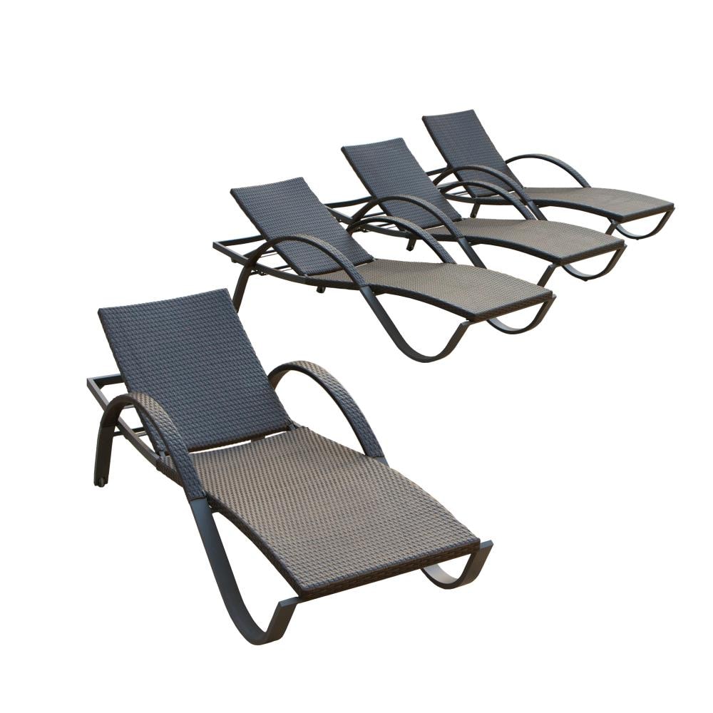 Rst Brands Deco Set Of 4 Wicker Stackable Espresso Metal Frame Stationary Chaise  Lounge Chair(S) With Cushioned Seat In The Patio Chairs Department At Lowes .Com