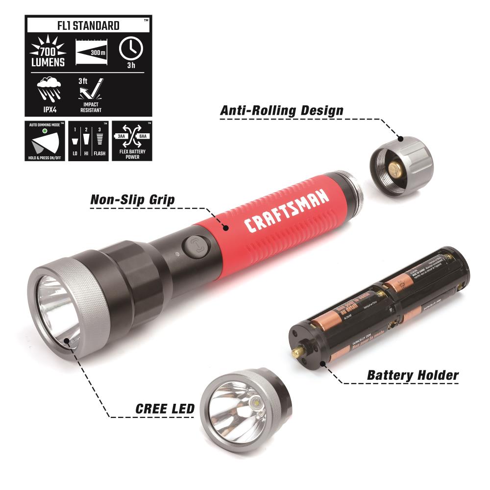CRAFTSMAN 500-Lumen 4 Modes LED Spotlight Flashlight (AA Battery Included)