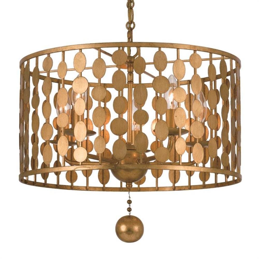 Crystorama 545-GA Layla 5 -Light Polished Gold Transitional For Use in Bathrooms, Foyers, Kitchens, Chandelier