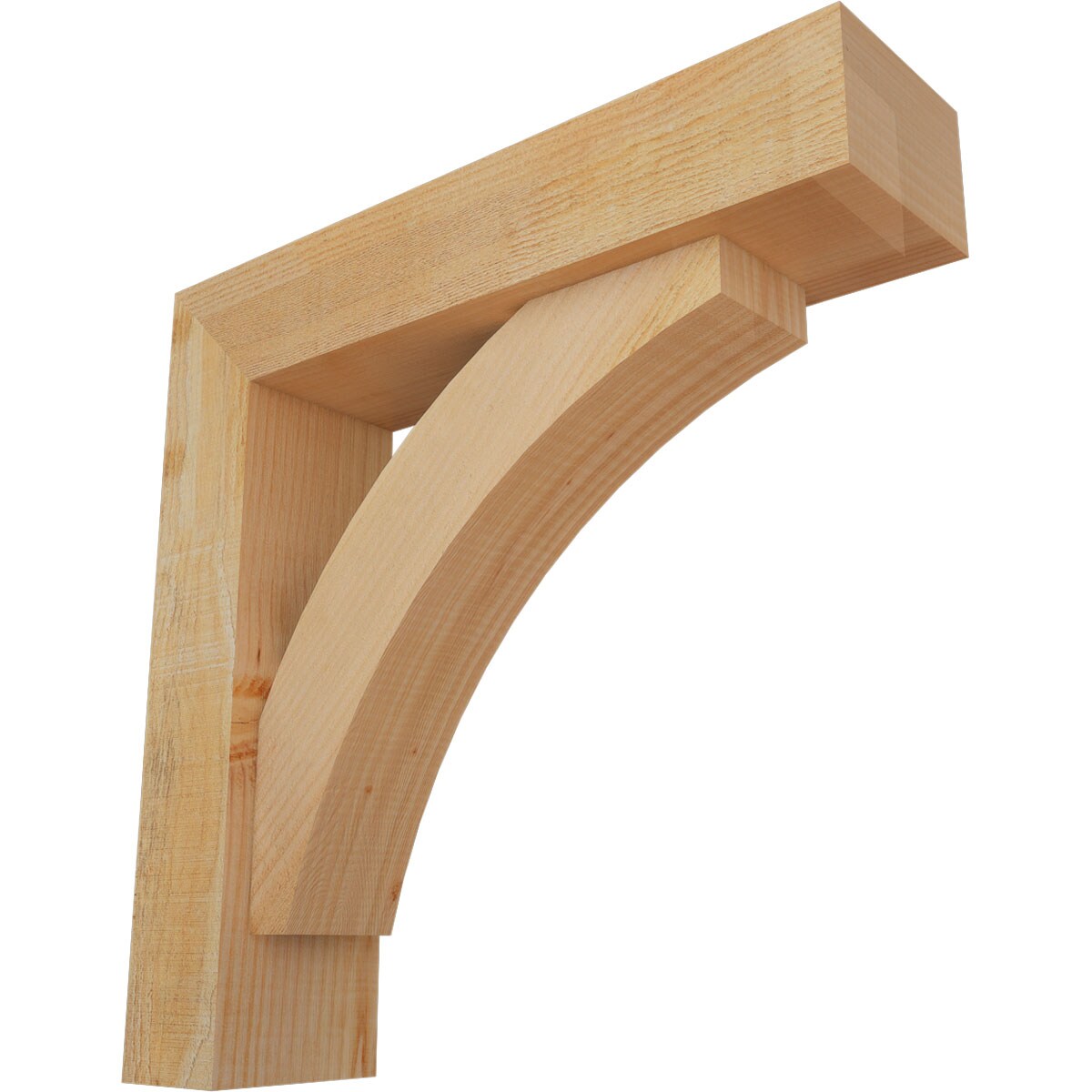 Ekena Millwork 1464045 Thorton block rough sawnbracket with offset brace 6-in x 24-in x 24-in Douglas fir Brown Wood Standard bracket