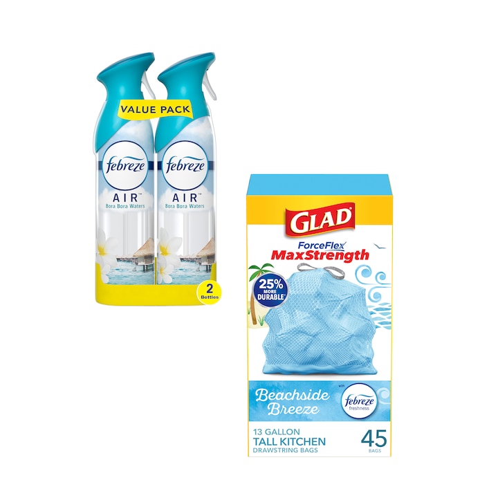 Shop Glad Glad Force Flex Max Strength Trash Bags with Febreze Odor  Eliminator Air Fresheners, Beachside Breeze at