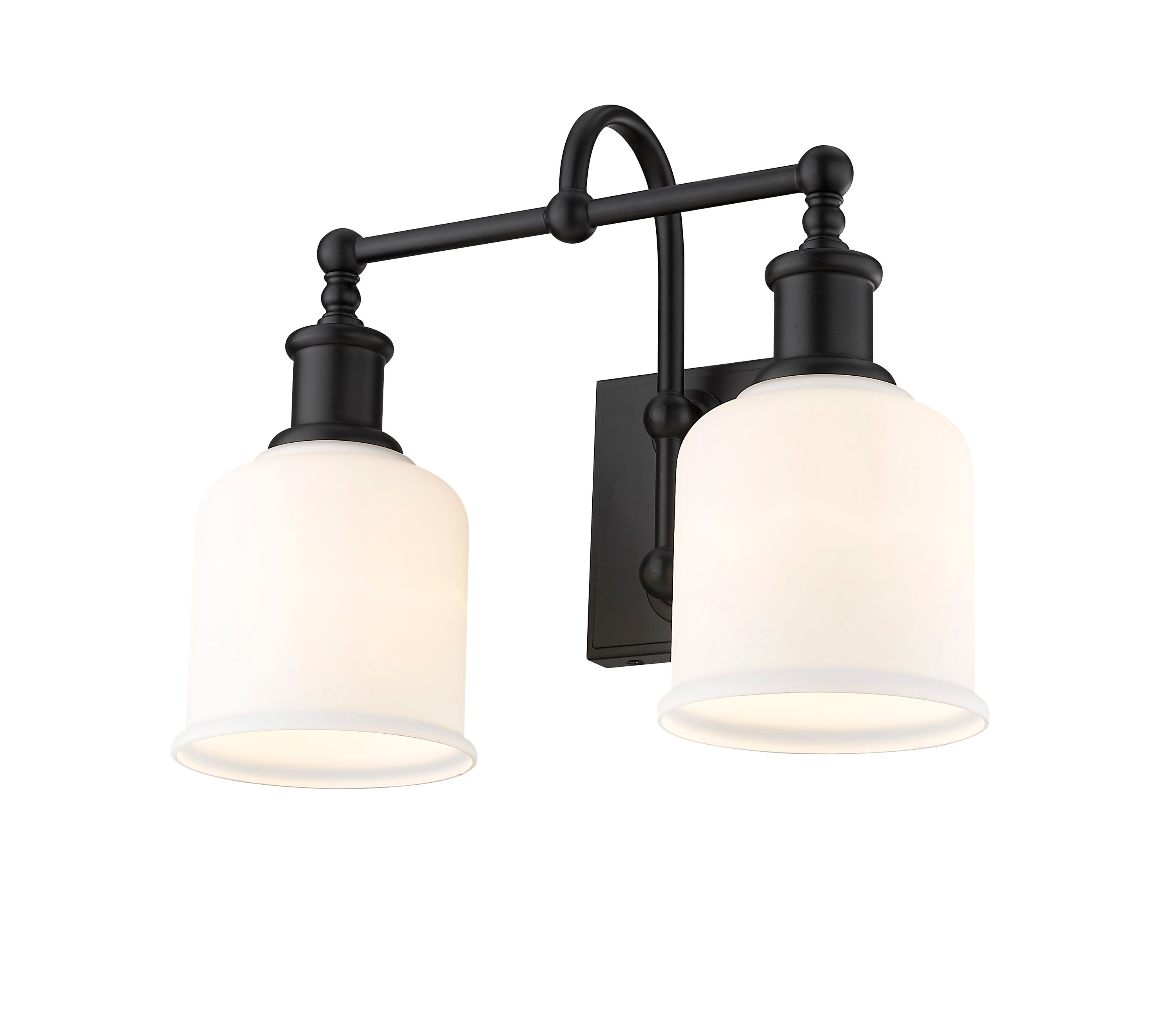 Bryant Matte Black and Opal Glass 2-Light Vanity Sconce