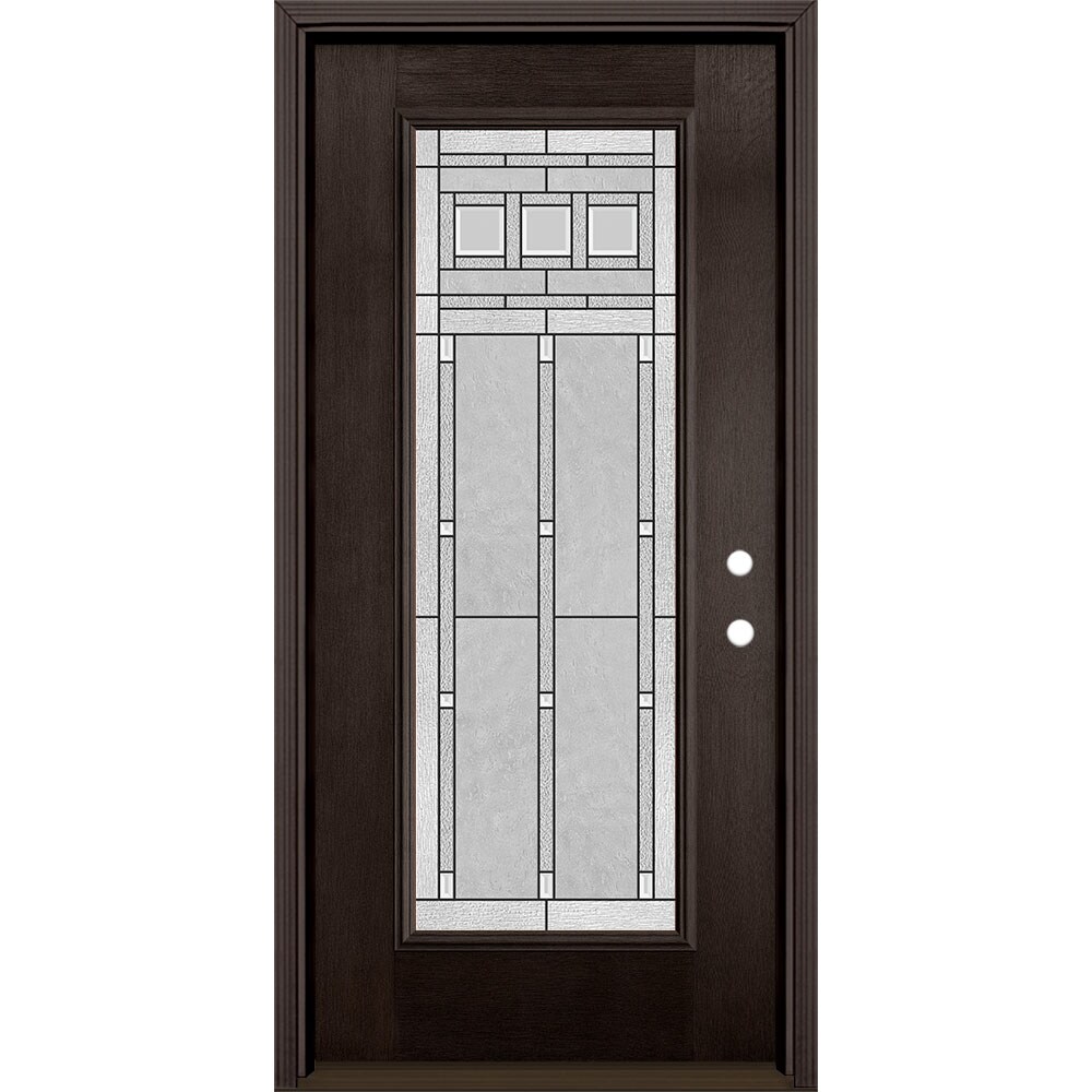Masonite 1326899 Craftsman 36-in x 80-in Fiberglass Full Lite Left-Hand Inswing Walnut Stained Prehung Single Front Door with Brickmould Insulating Core