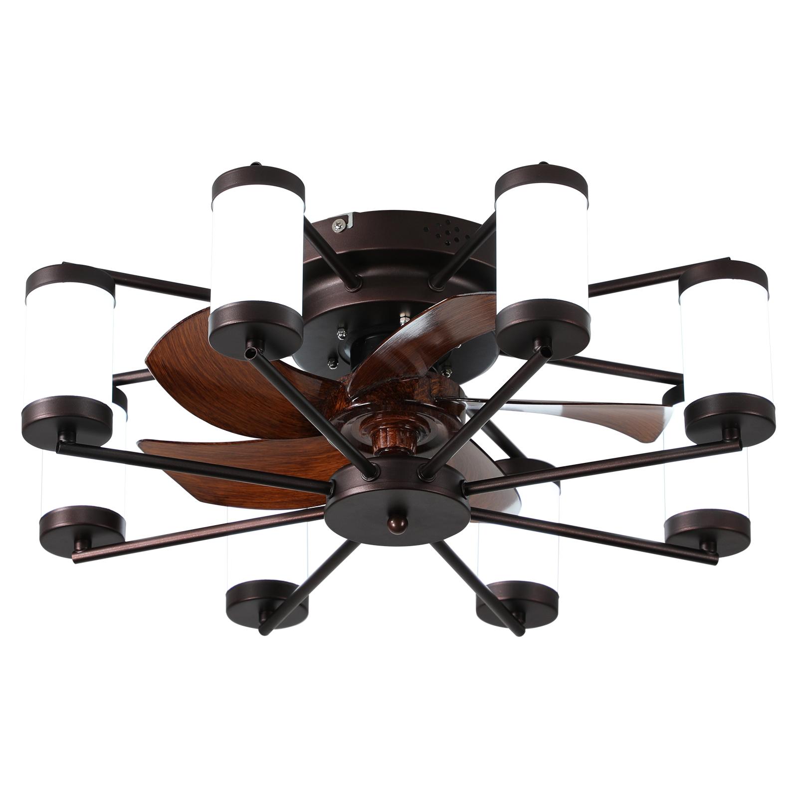 Bayfeve BFLCM-21432-CF Adjustable Speed 22-in Color-Changing Integrated LED Flush Mount Coffee with Wood Grain ABS Blades Ceiling Fan With Light and Remote ( 6 -Blade )