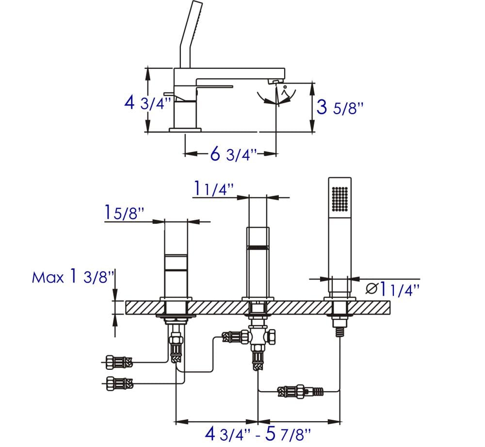 ALFI Polished Chrome 1-handle Deck-mount Roman Low-arc Bathtub Faucet ...