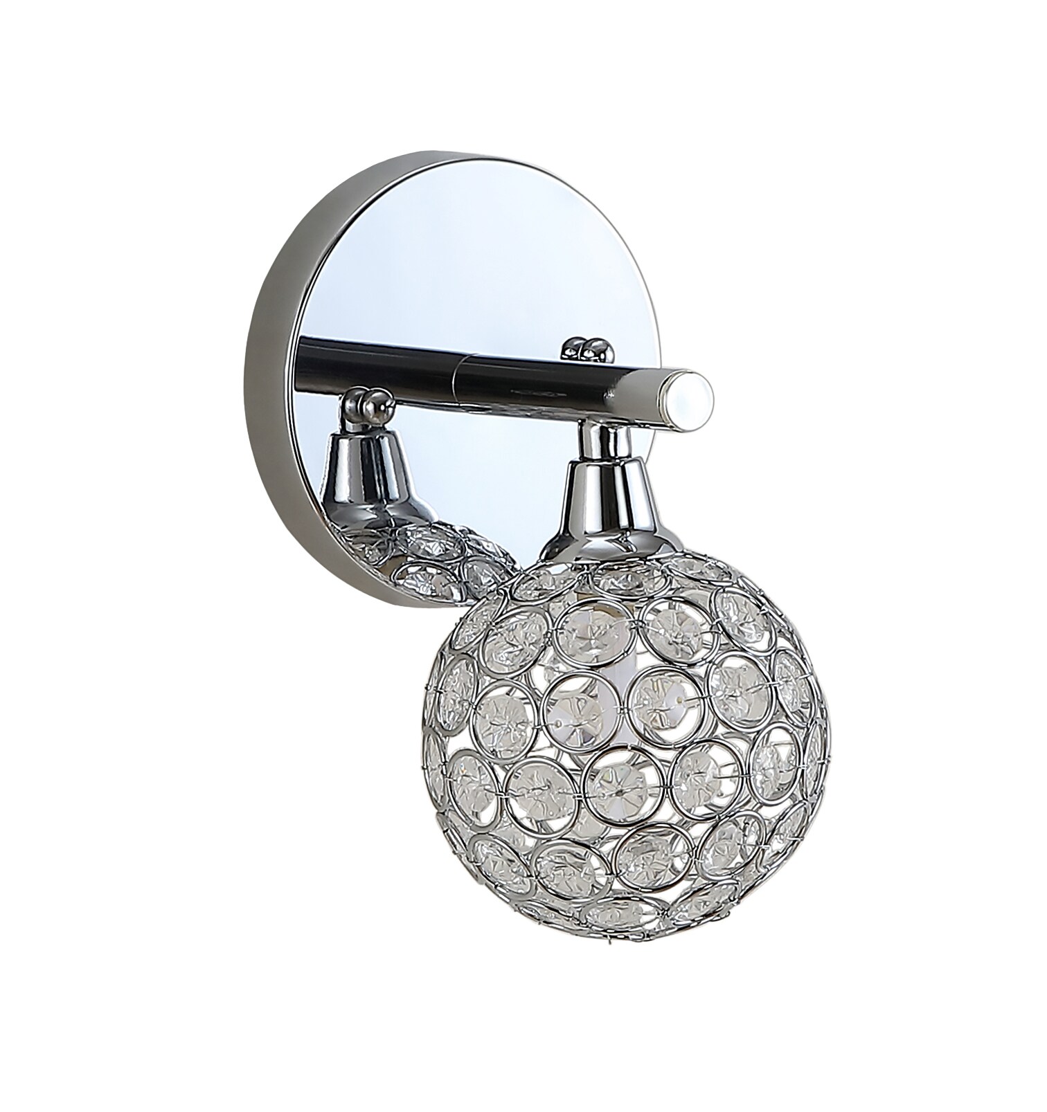 Maeve 4.75" Chrome Polished Globe Vanity Light with Crystal Prisms