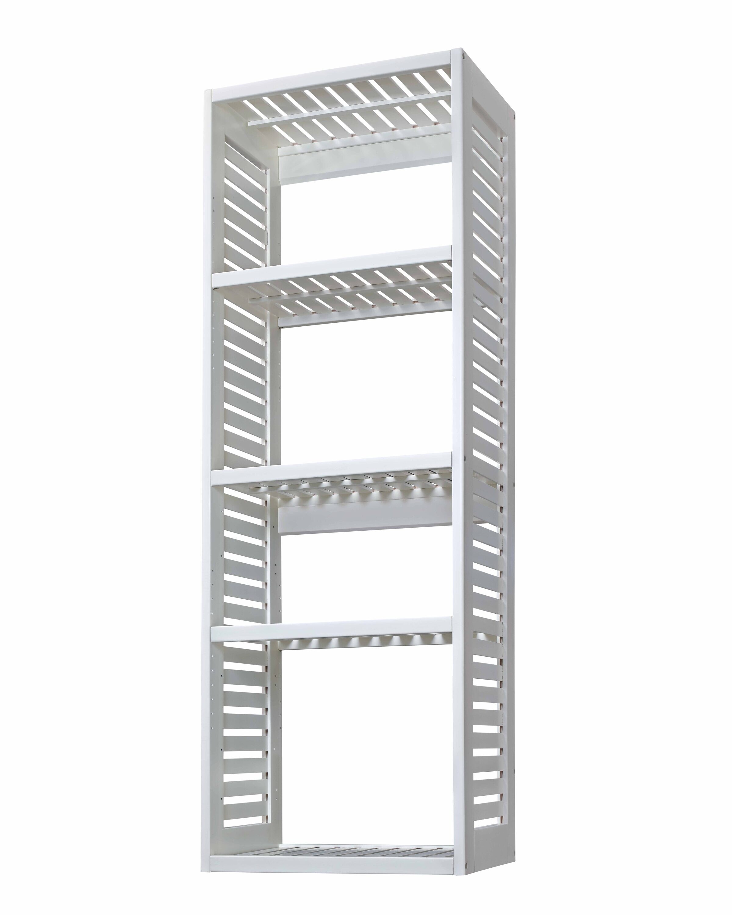 48 in. W to 92 in. W White Closet Shelf Tower with Shelf and Rod Extensions  Wood Closet System