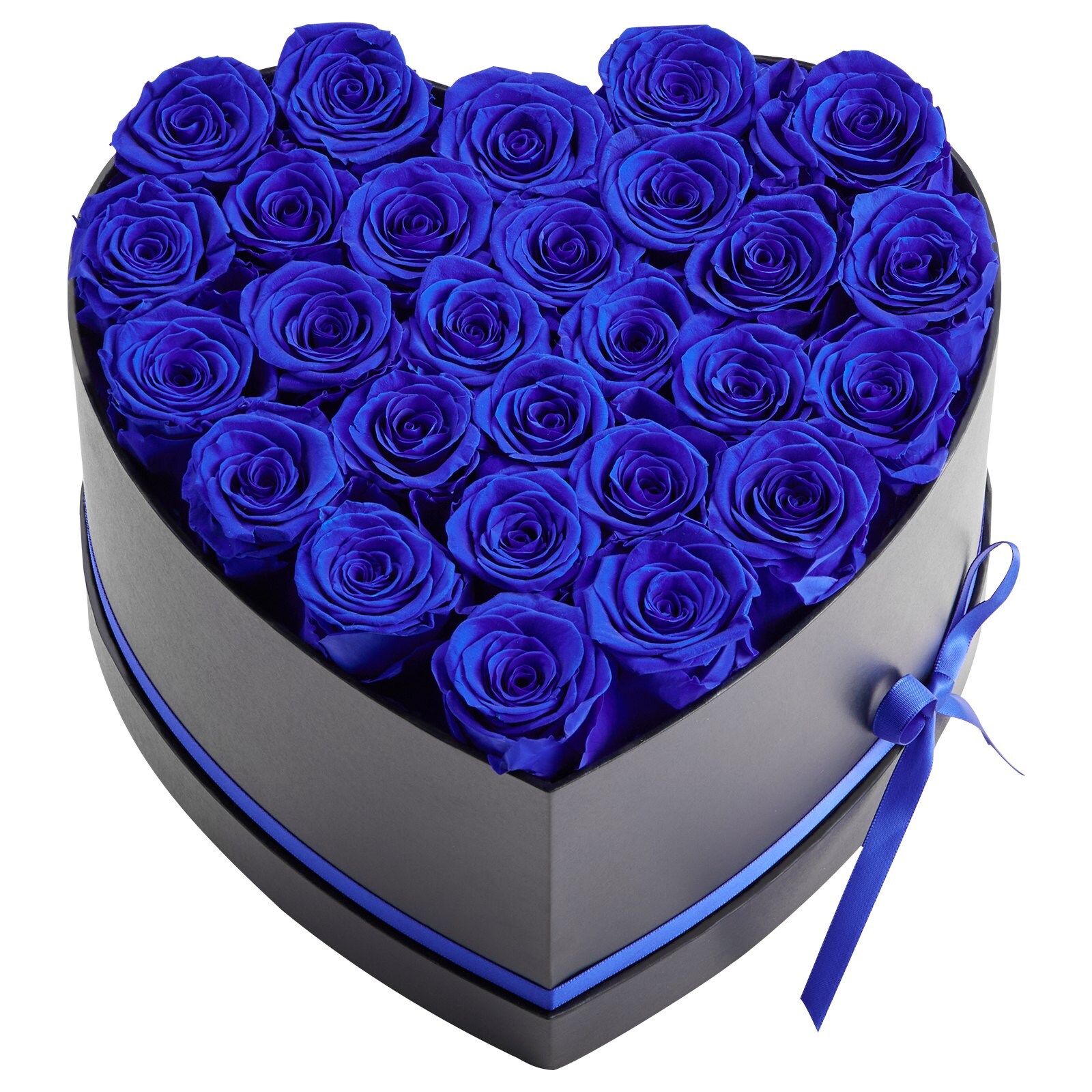 Slickblue 27 Preserved Roses in Heart Shape Box For Decorative Flower Arrangement for Coffee Table Bookshelf Bedroom Display Multiple Color Option