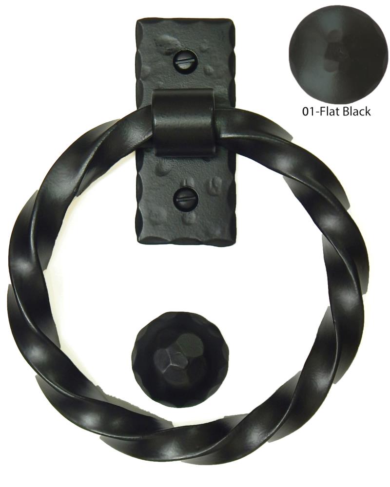 Agave Ironworks KN007/PU012-01 Ring Pull or Knocker 5-1/2-in Black Gate Handle