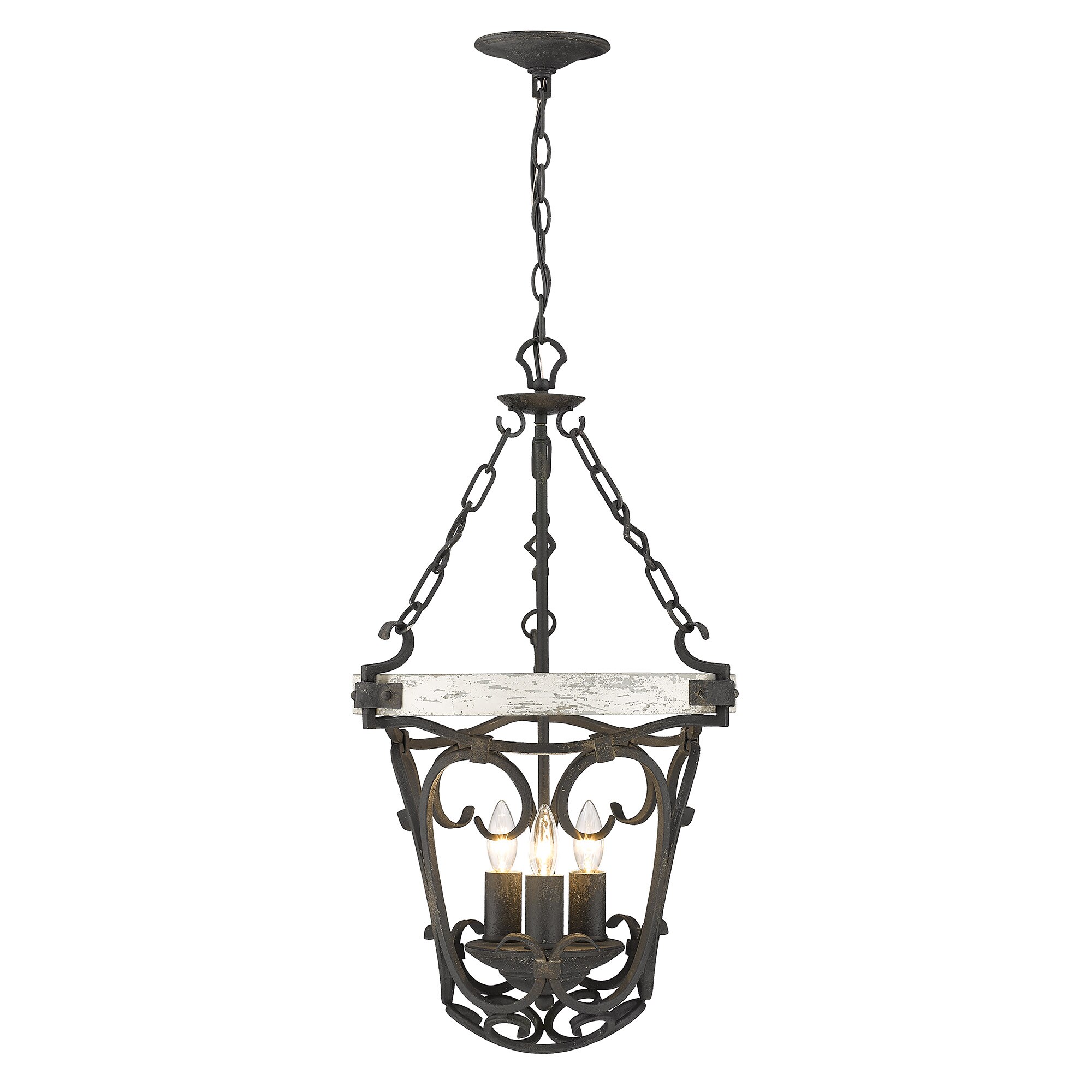 Golden Lighting Madera 3-Light Antique Black Iron Rustic Dry Rated ...