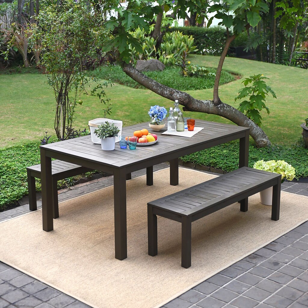 Cambridge Casual Braga 55-in department 17-in at Dining in H the Gray Patio Bench x W Benches Dark