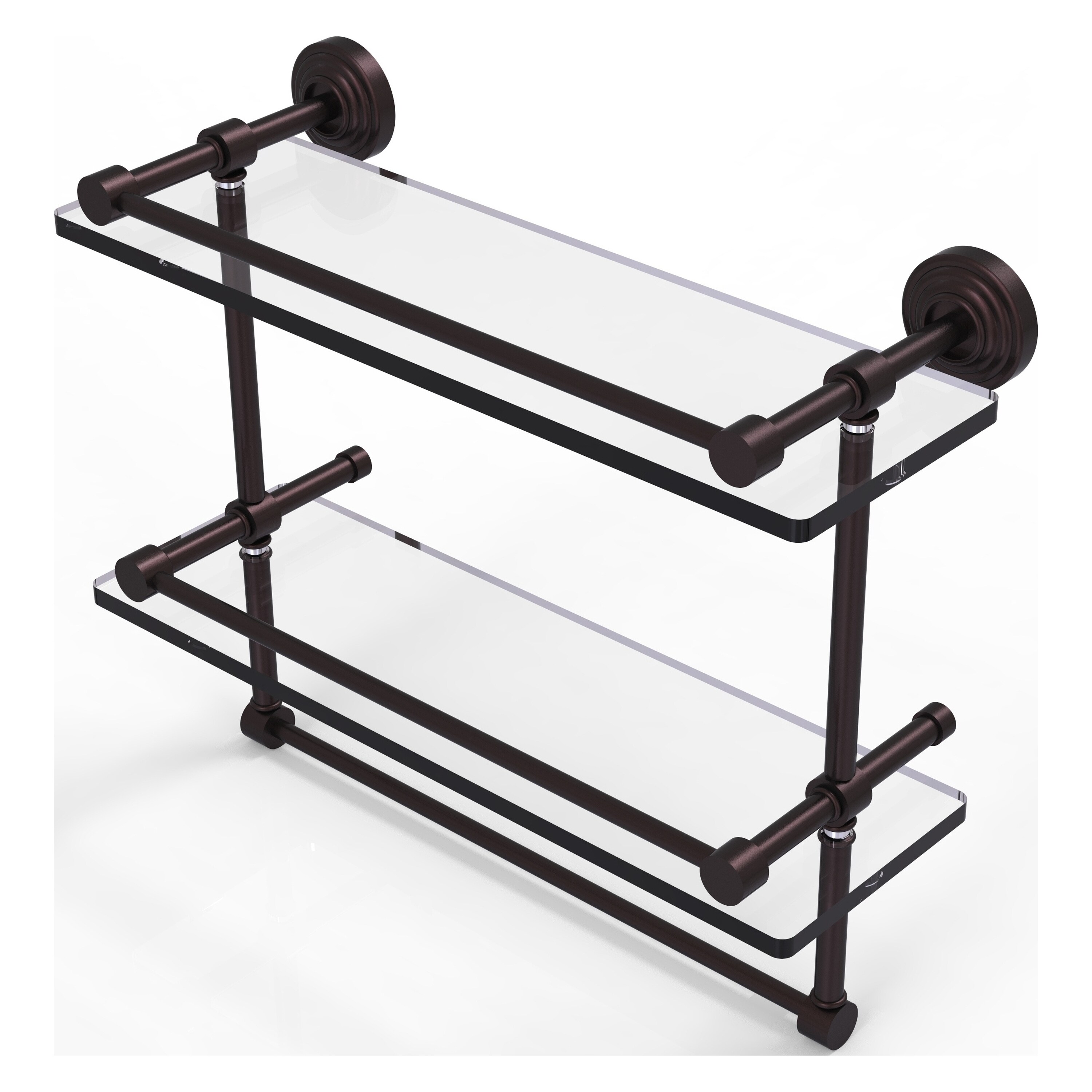 Allied Brass WP-2TB/16-GAL-ABZ Waverly Place Antique Bronze 2 -Tier Wall mount Bathroom Shelf ( 16-in x 12-in x 5-in )