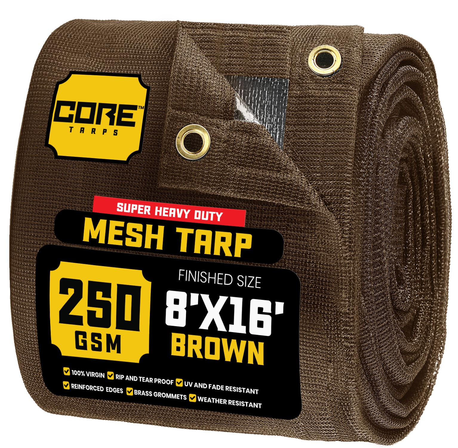 Core Tarps CT-802-8X16 8-ft x 16-ft Brown Commercial Polyethylene
