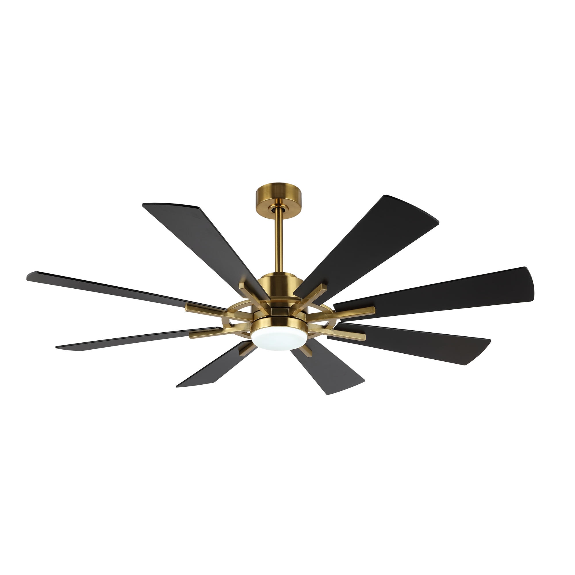 GETLEDEL LECF-Q032-BK 72-in Color-Changing Integrated LED Gold with Black Blades Ceiling Fan With Light - Remote Included ( 8 -Blade )