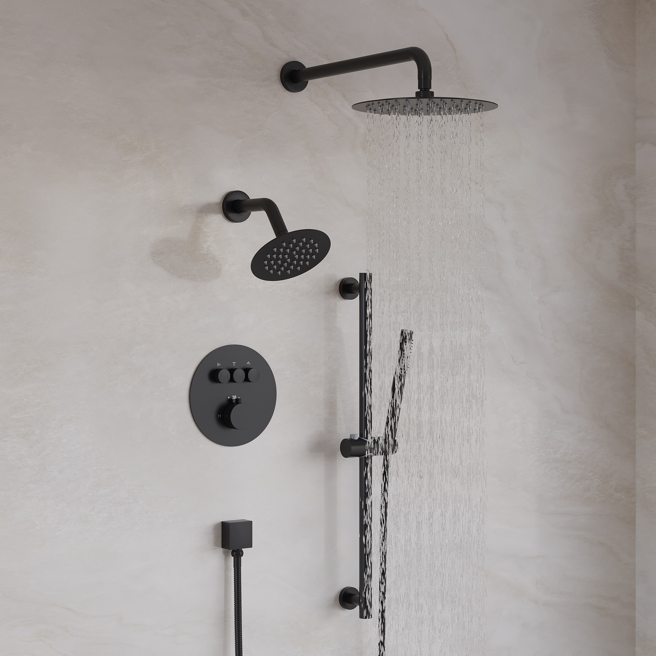 WELLFOR CR-P-12-2W01BN Showerhead-Bar-Panels - View #2