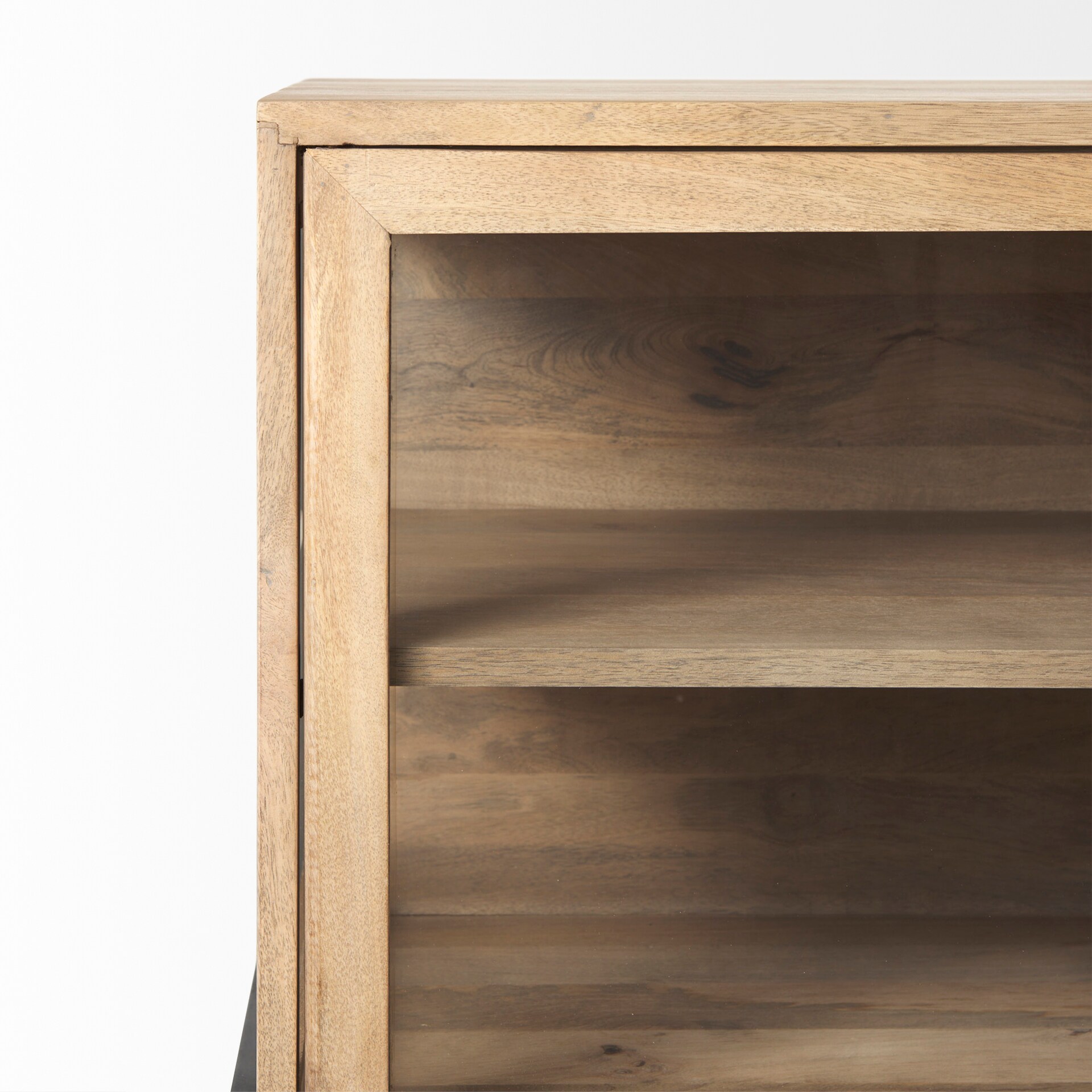 Arelius 70'' Light Brown Mango Wood Sideboard with Black Metal Base