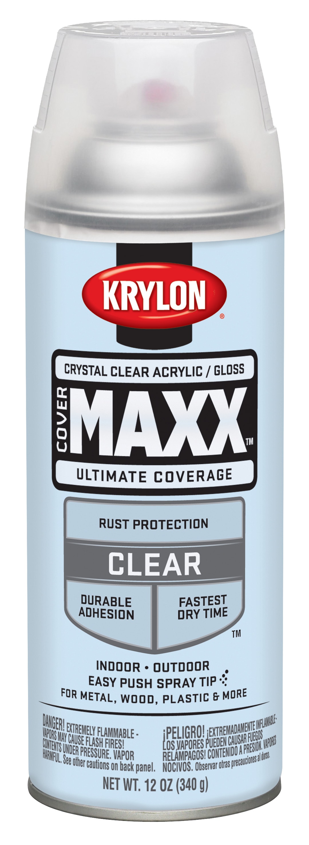 Krylon K09116000 Covermaxx Spray Paint, Gloss Crystal Clear Acrylic, 12 oz