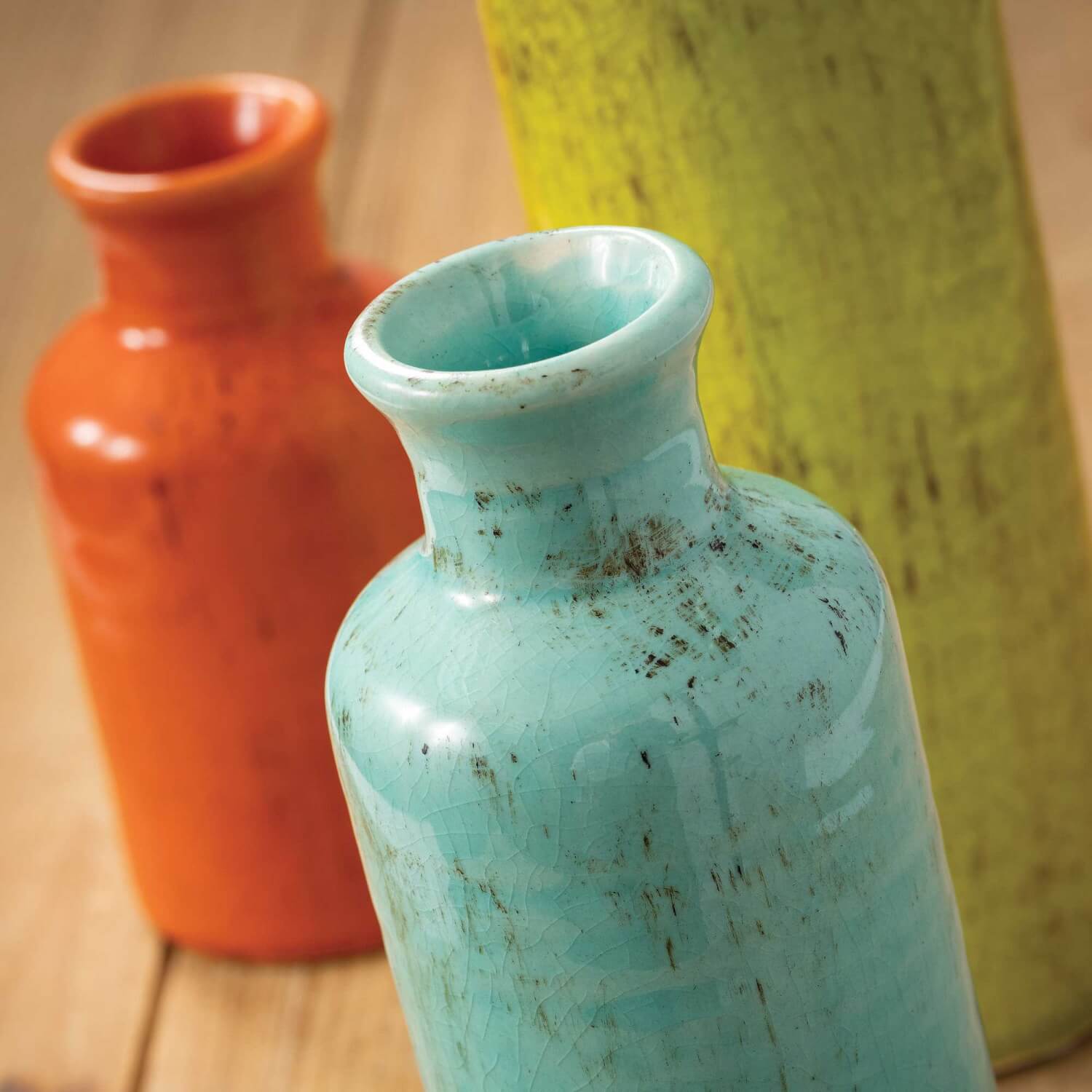 Sullivans 3-Pack Multiple Colors/Finishes Ceramic Farmhouse Vase in the ...