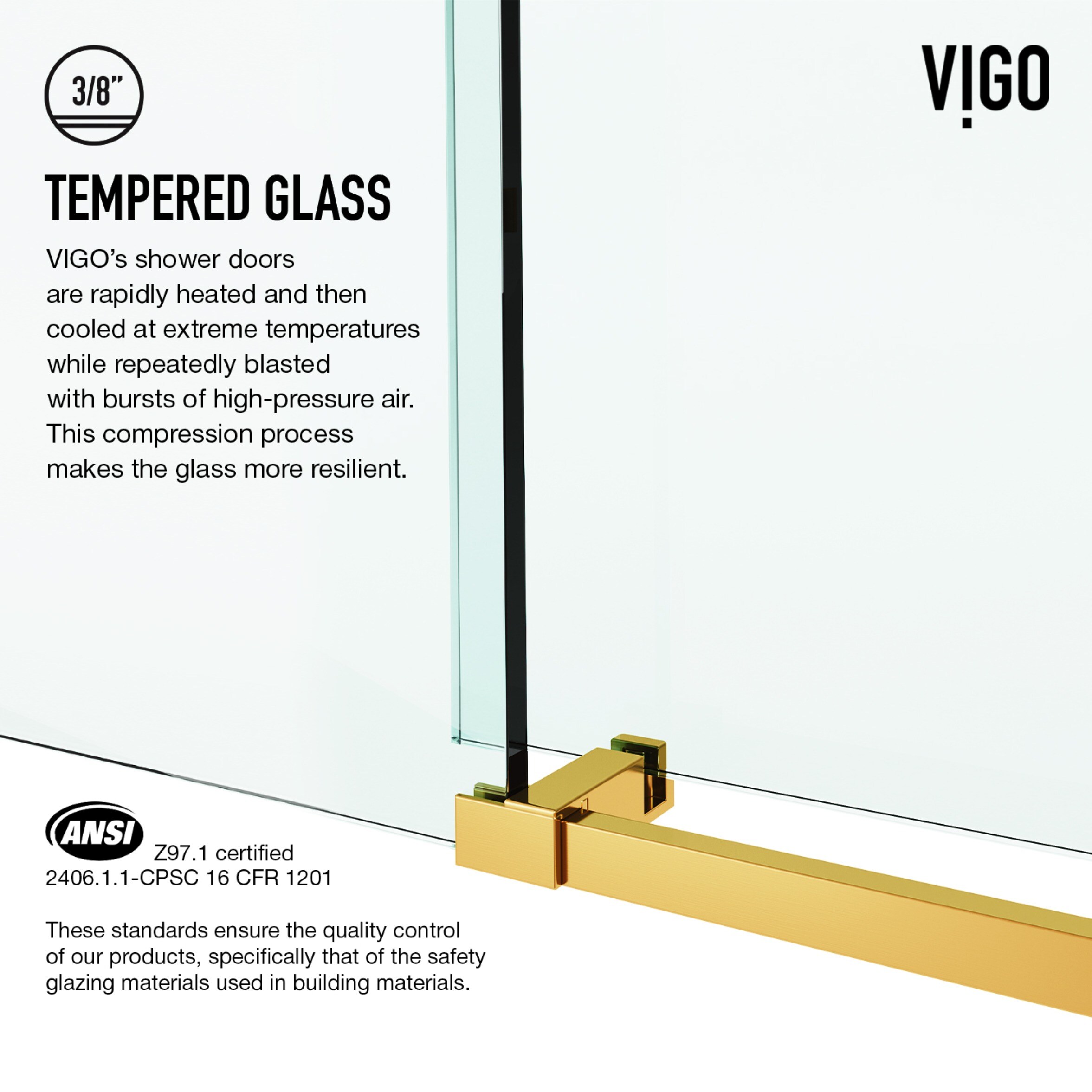 VIGO Elan E-Class Matte Brushed Gold 46-in x 34-in x 76-in Door Rectangular  Corner Shower Kit in the Shower Stalls & Enclosures department at