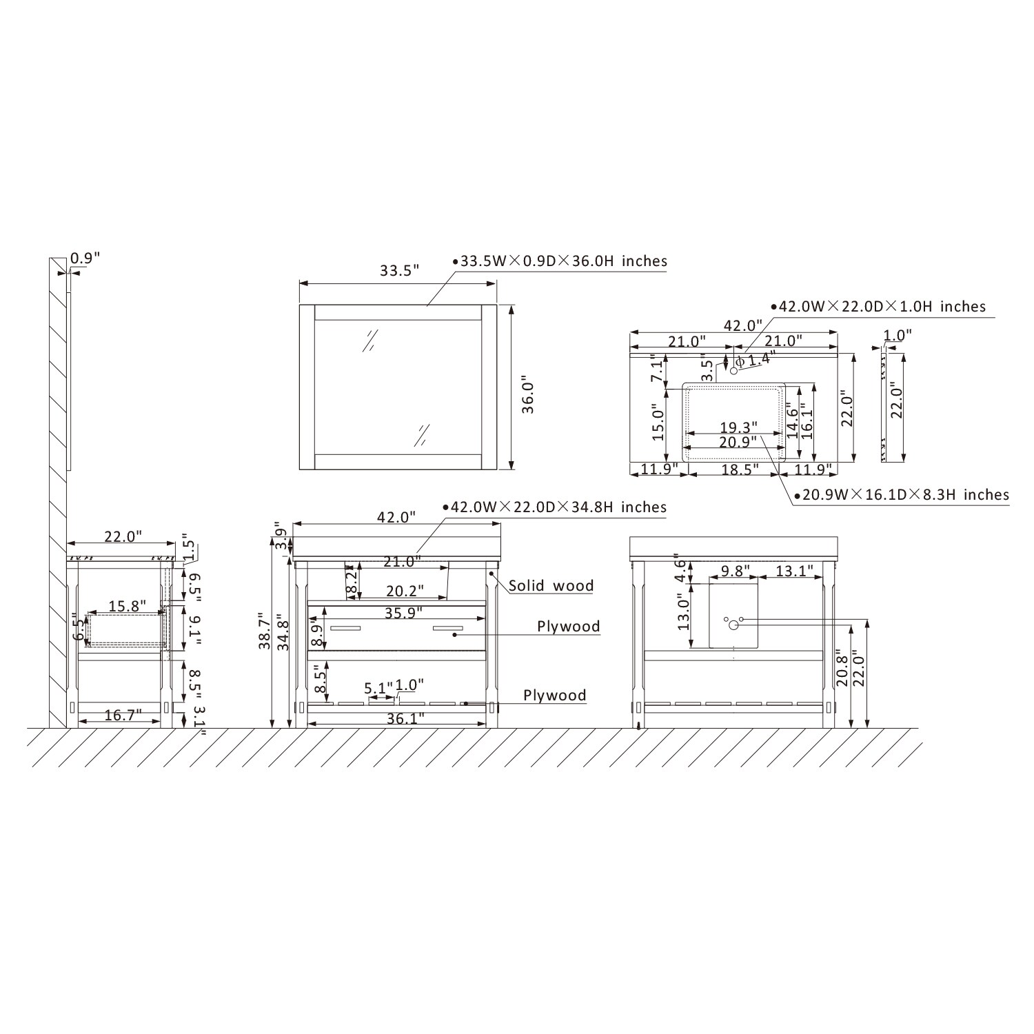 Altair 537042-JB-AW Bath-Vanity-Combo - View #11