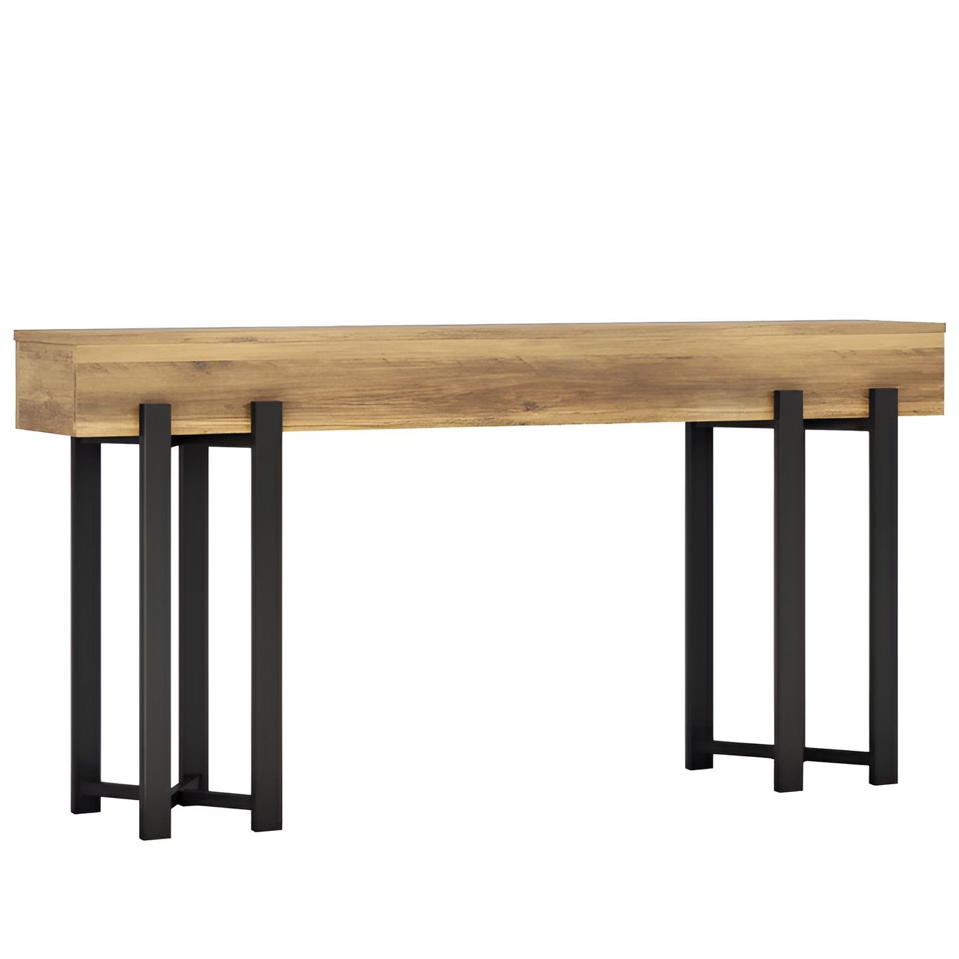 Slickblue - Industrial Style Rectangular MDF Console Table with Metal Legs for Entryway Hallway L...