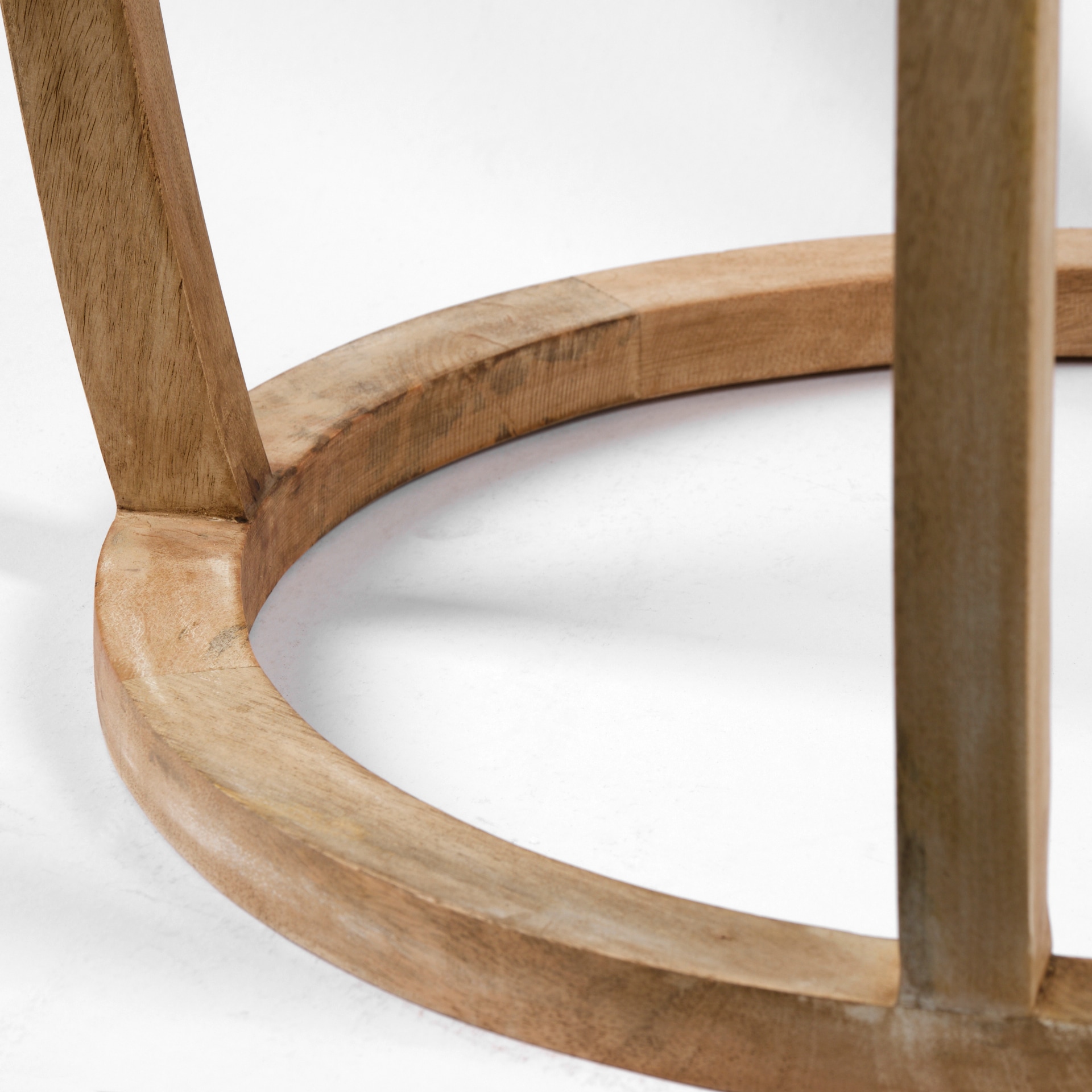 Light Brown Round Wood and Glass Accent Table