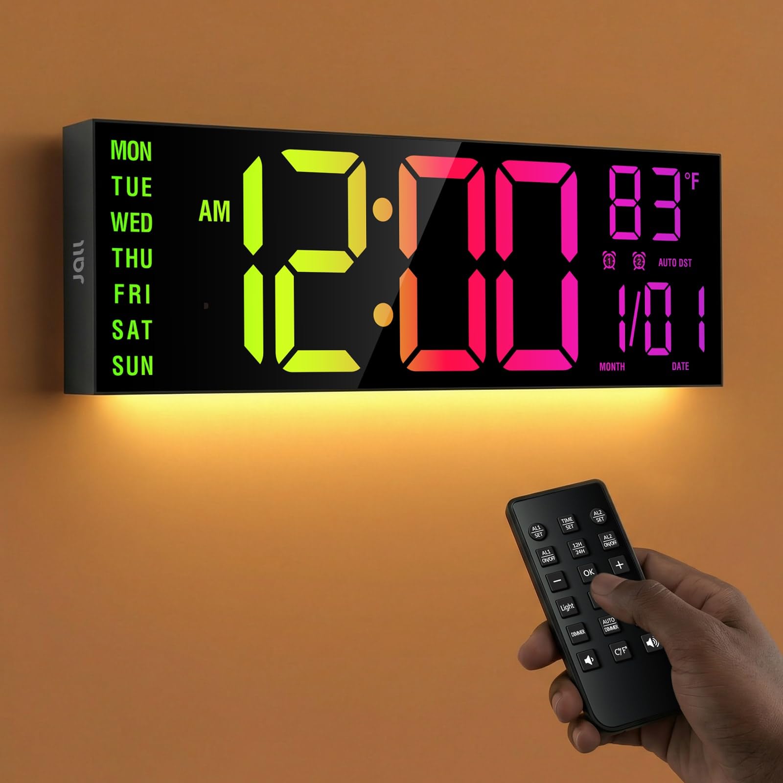 CovertSafe 16 INCH Large Digital Wall Clock LED Timer Alarm Temperature ...