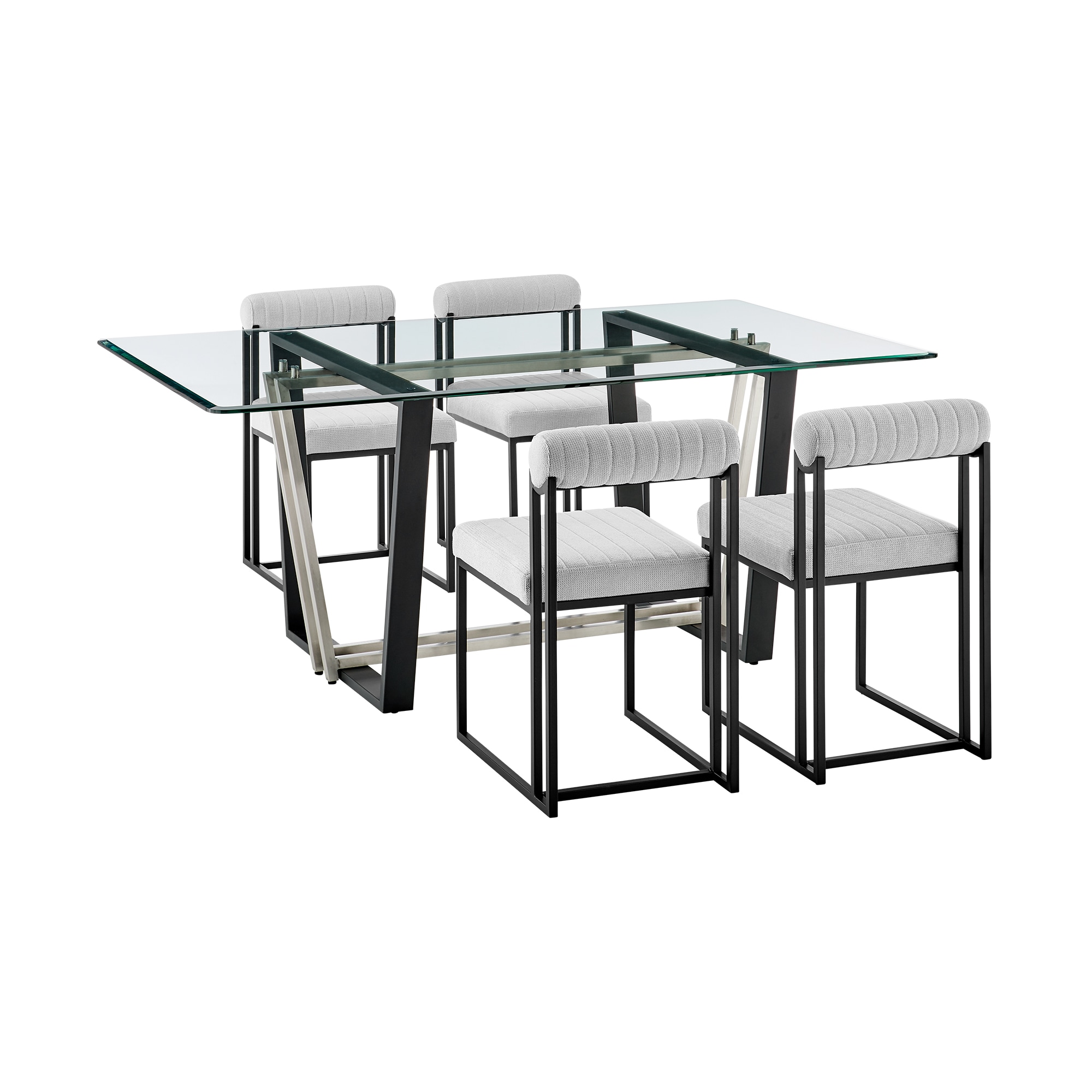 Armen Living SETKA5BLKLGRY Matte Black Contemporary/Modern Dining Room Set with Rectangular Table ( Seats 4 )