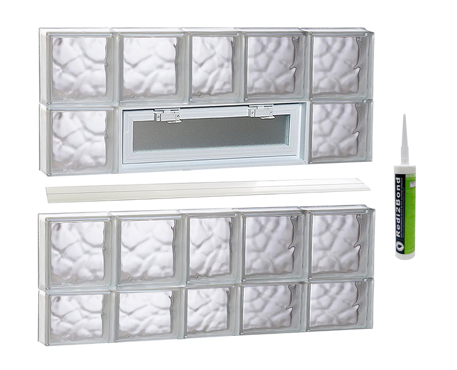 REDI2SET V3830DC Wavy Glass 36-3/4-in x 29-in Frameless Replacement Vented Glass Block Window