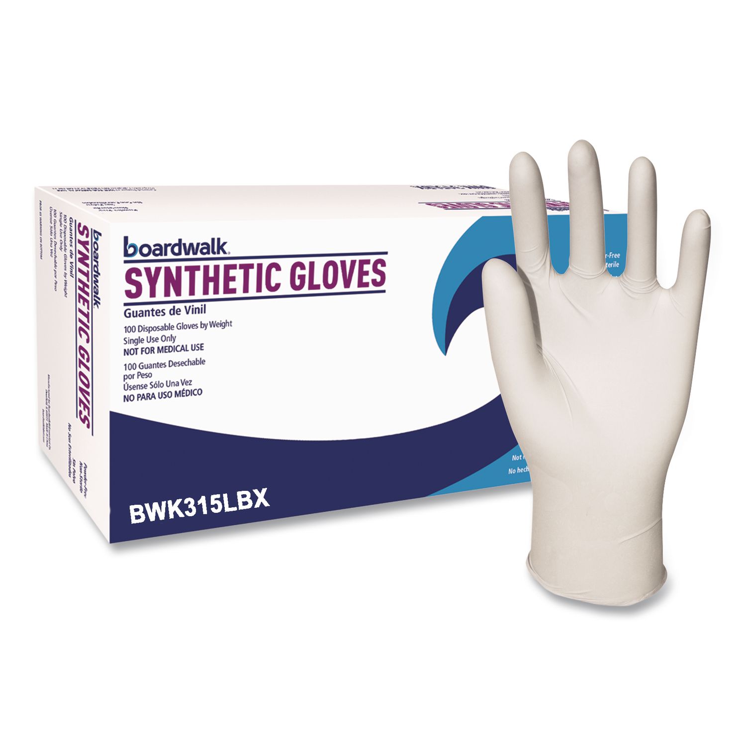 Boardwalk Powder-Free Synthetic Vinyl Gloves Large 4 mil Thick 9.5 in Long Beige 100/Box