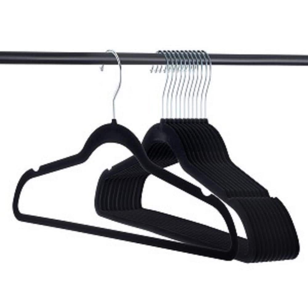 Black Velvet Hangers 17.5. Pack of 25 Thin Hangers Non Slip Velvet for Any  