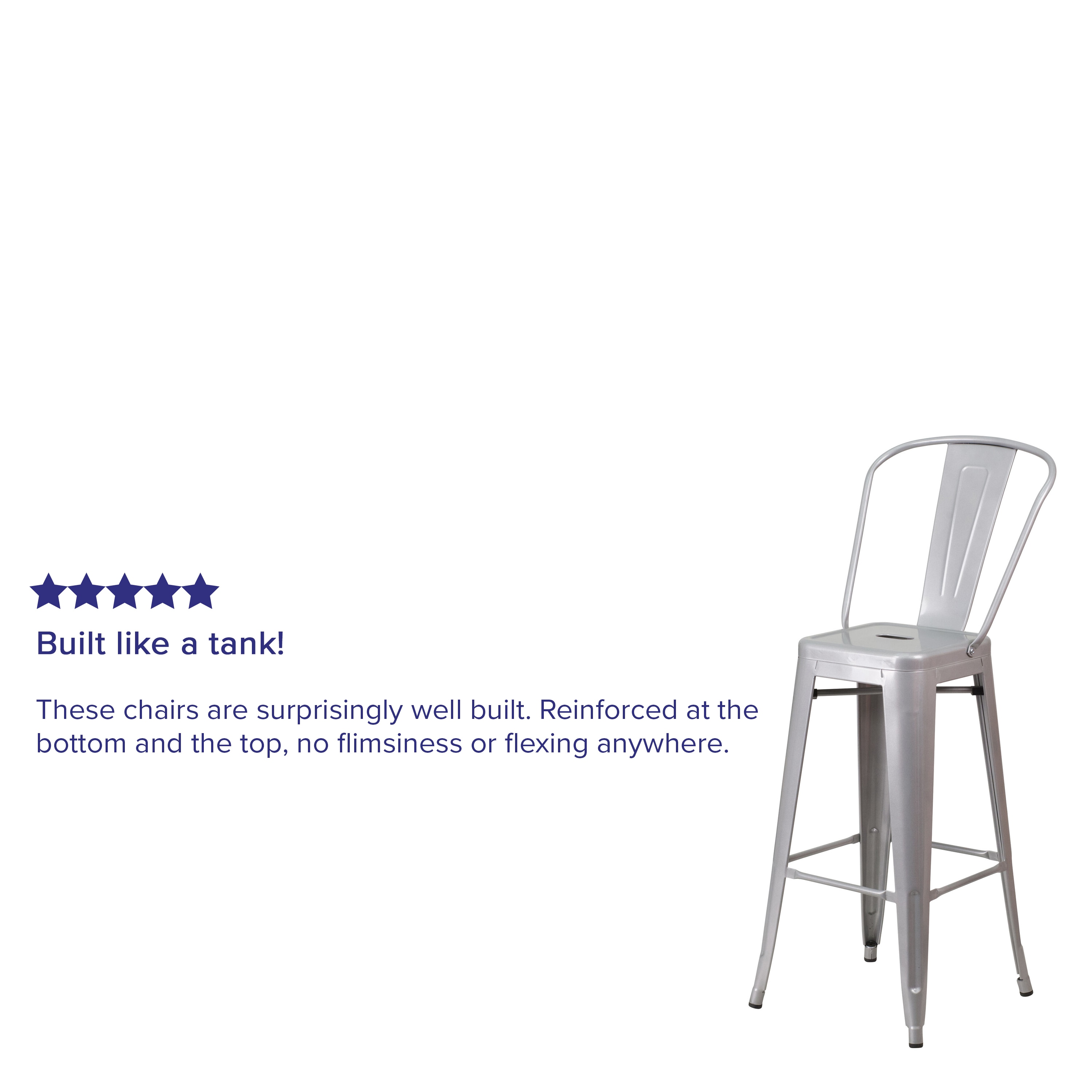 Silver Metal 30" High Backless Industrial Bar Stool