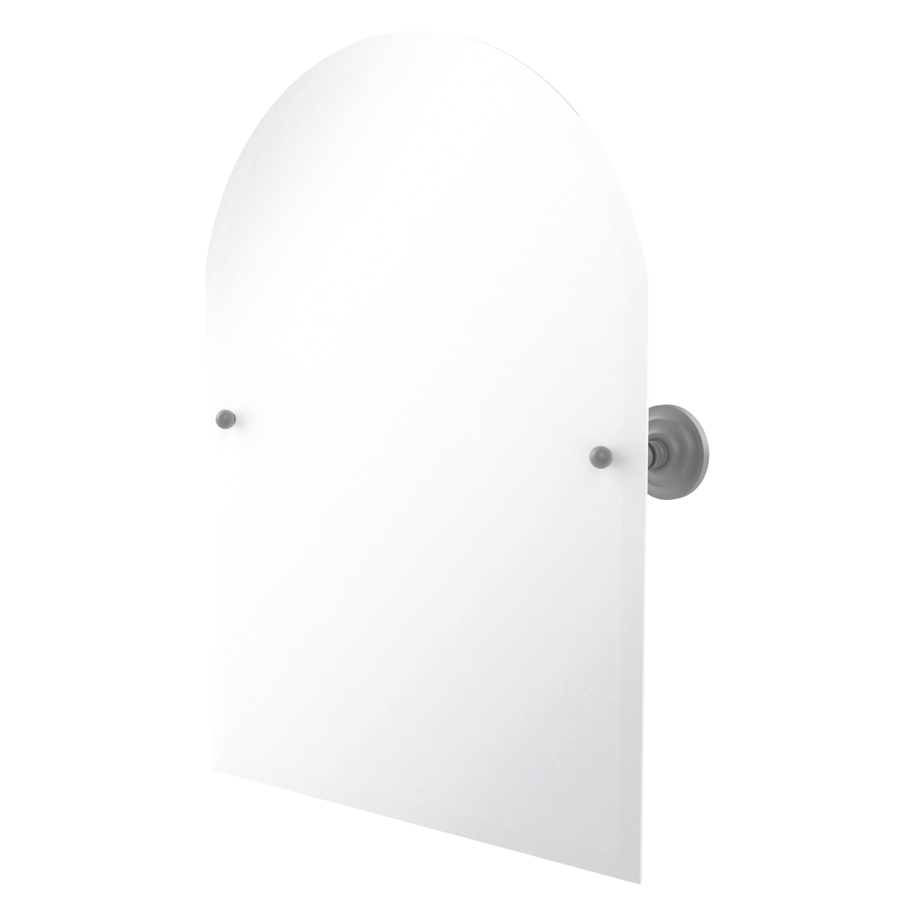 Allied Brass PQN-94-GYM Prestige Que New 26-Inches x 29-Inches Beveled Frameless Arch Tilting Bathroom Vanity Mirror ( Matte Gray )