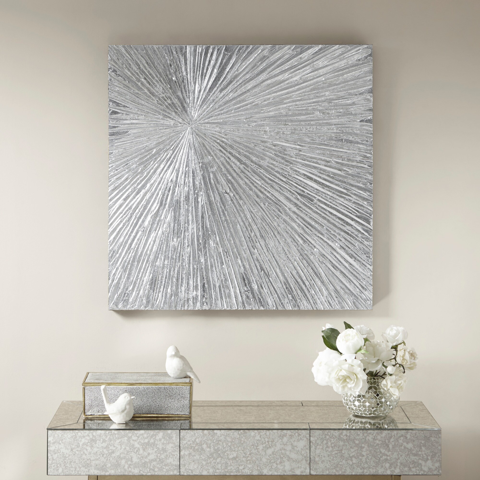 Madison Park Signature MPS95A-0022 Silver 30-in H x 30-in W Abstract Hand-Painted Painting