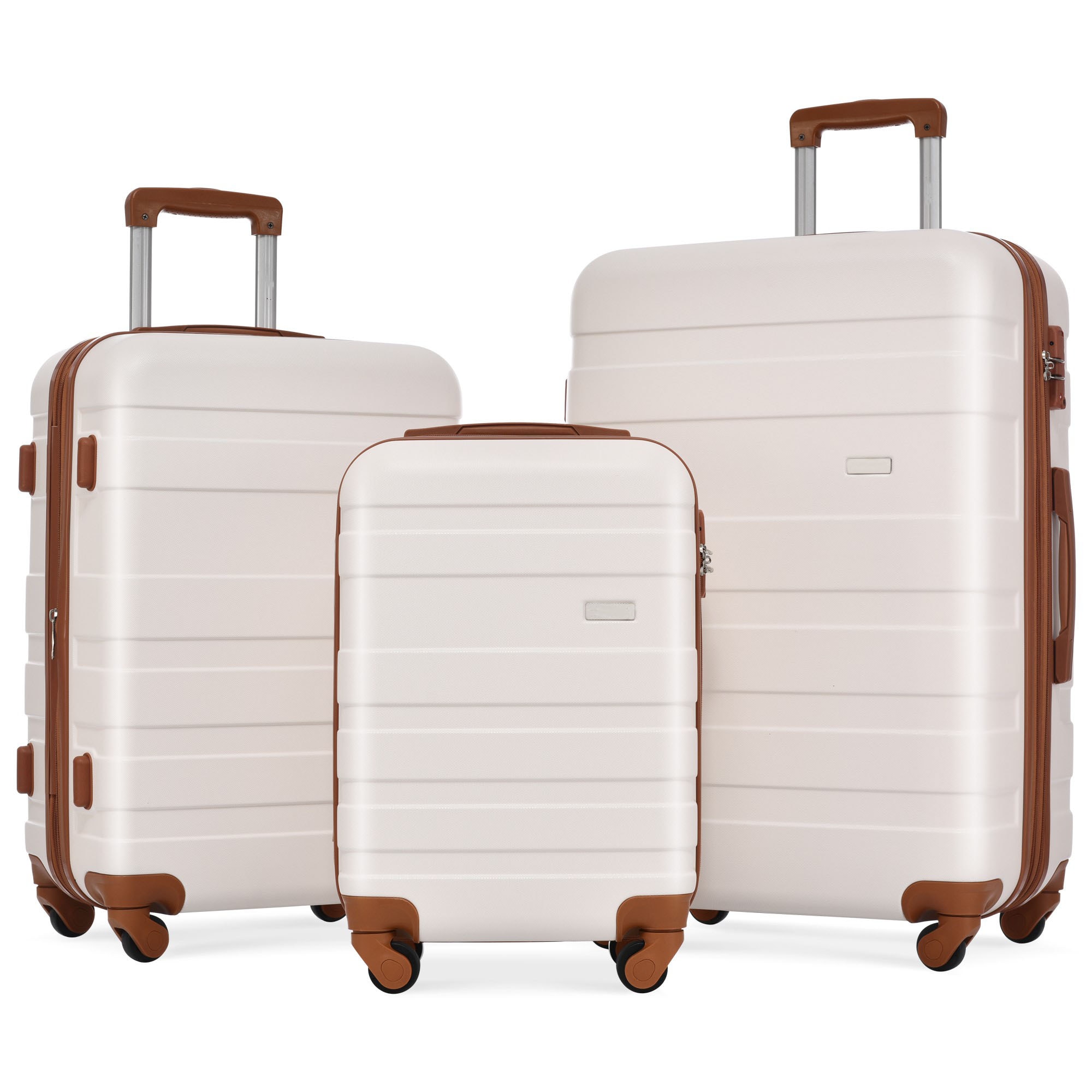Bybafun YD9600101 18.6x12 x26.9 IN Pink Plastic Hardshell Suitcase set 3 -Bag