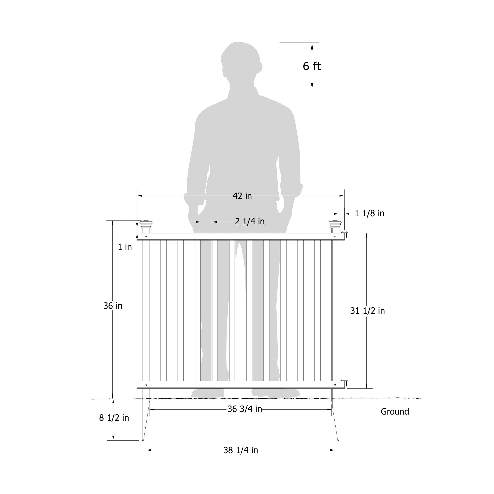 3ft H x 3.5ft W White Vinyl Picket Fence Panel Kit