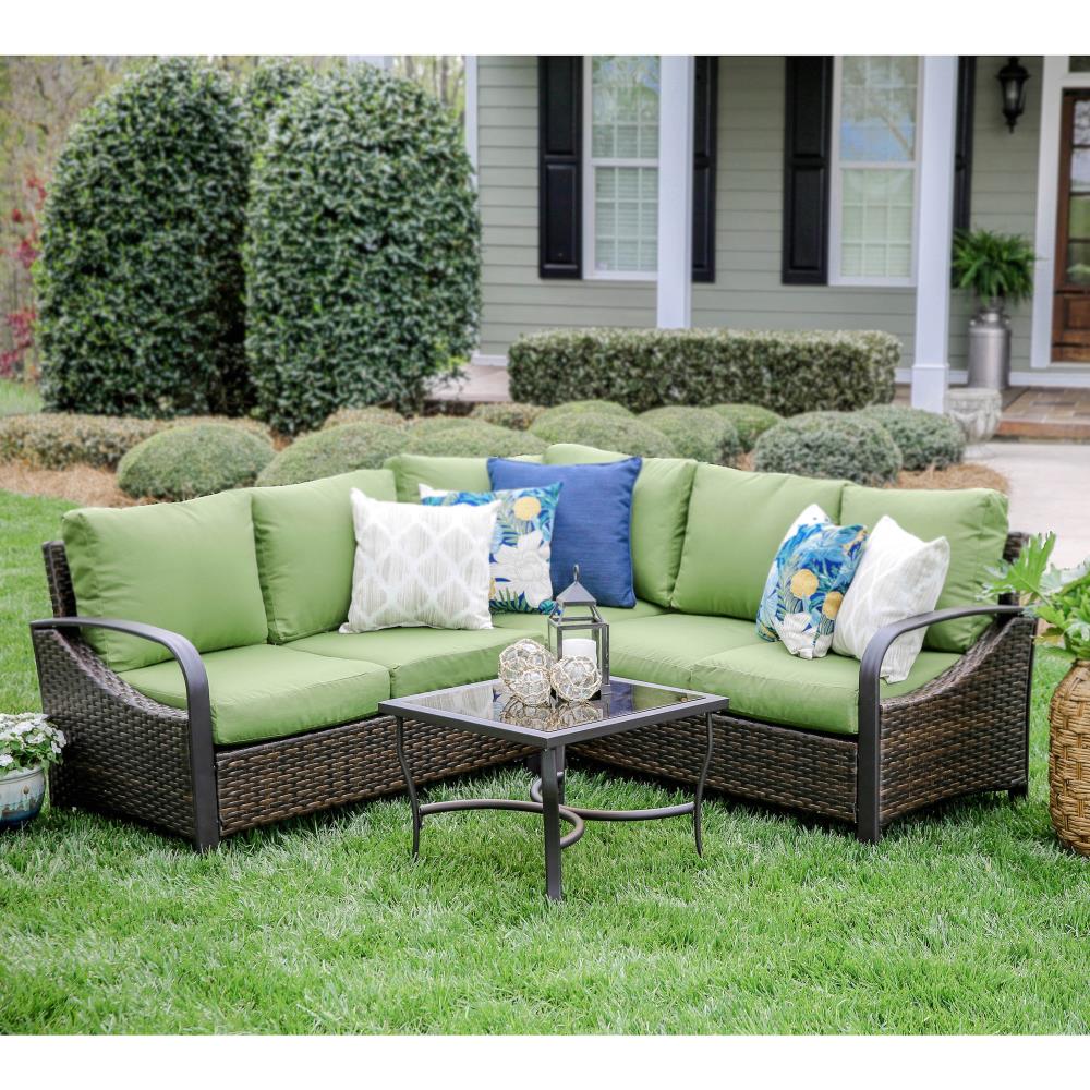 Leisure Made Trenton 4-Piece Metal Frame Patio Conversation Set with ...