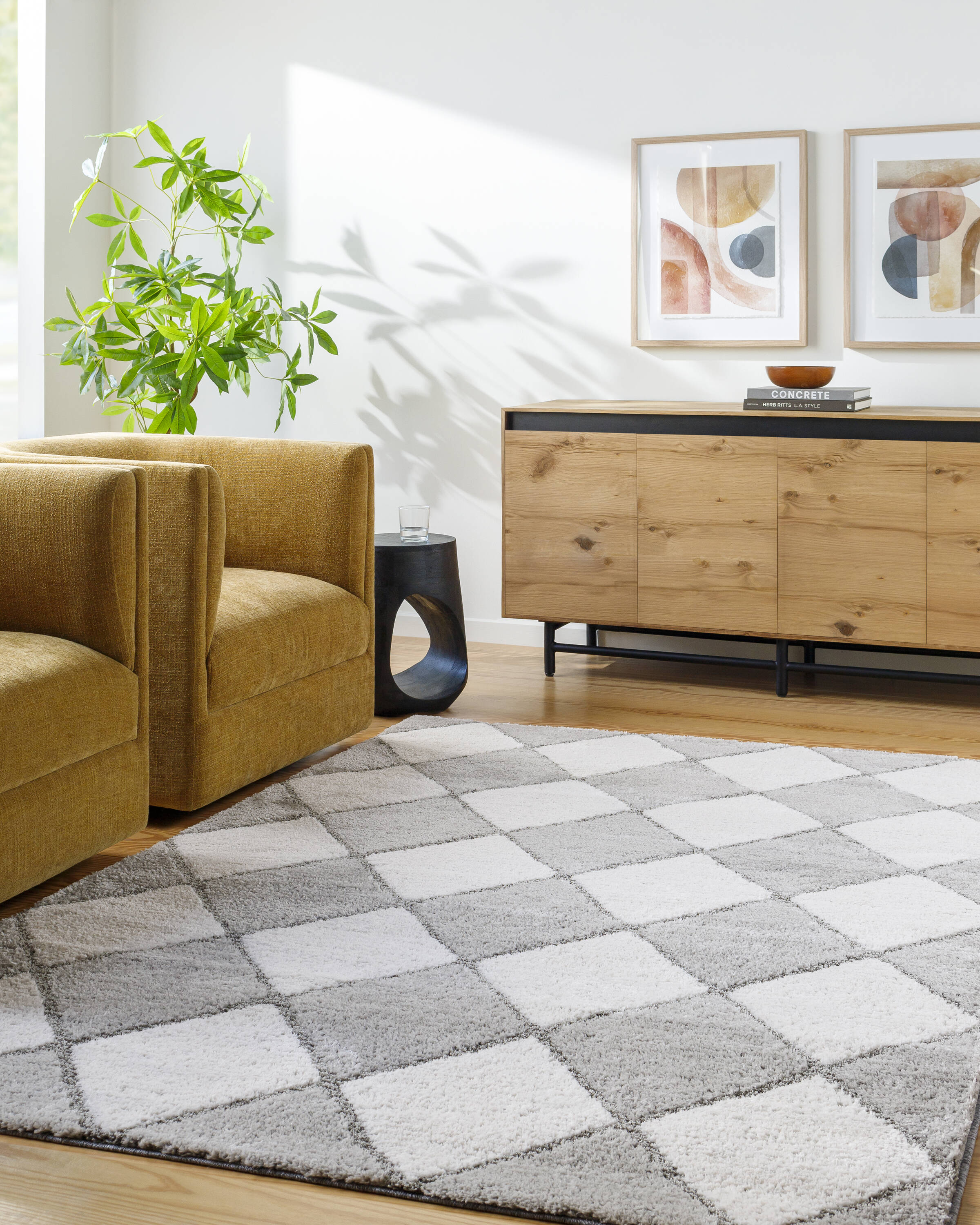 Livabliss DEL2307-71010 Delight Shag 8 x 10 (ft) Polyester Light Gray Rectangular Indoor Geometric Bohemian/Eclectic Area rug