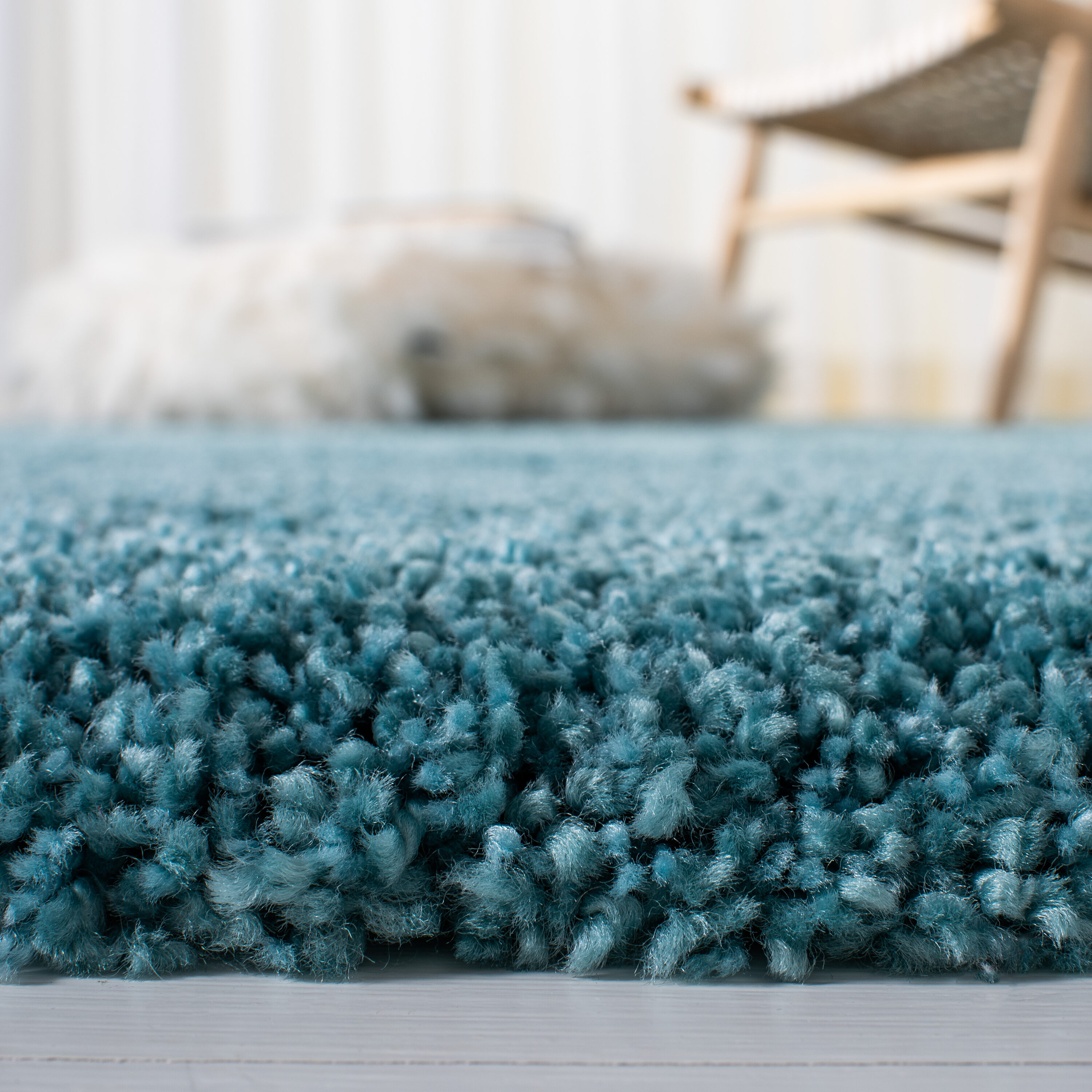 Safavieh Milan Shag 6 X 9 (ft) Aqua Blue Indoor Solid Area Rug SG180 ...