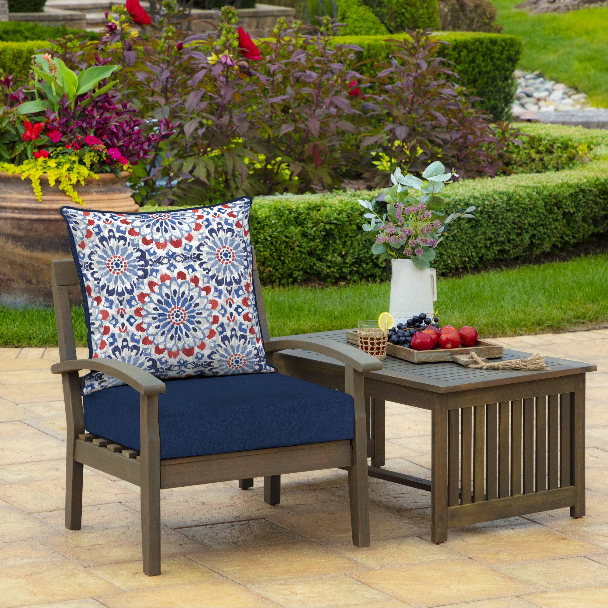 Arden Selections 24-in x 22-in 2-Piece Clark Blue Deep Seat Patio Chair ...